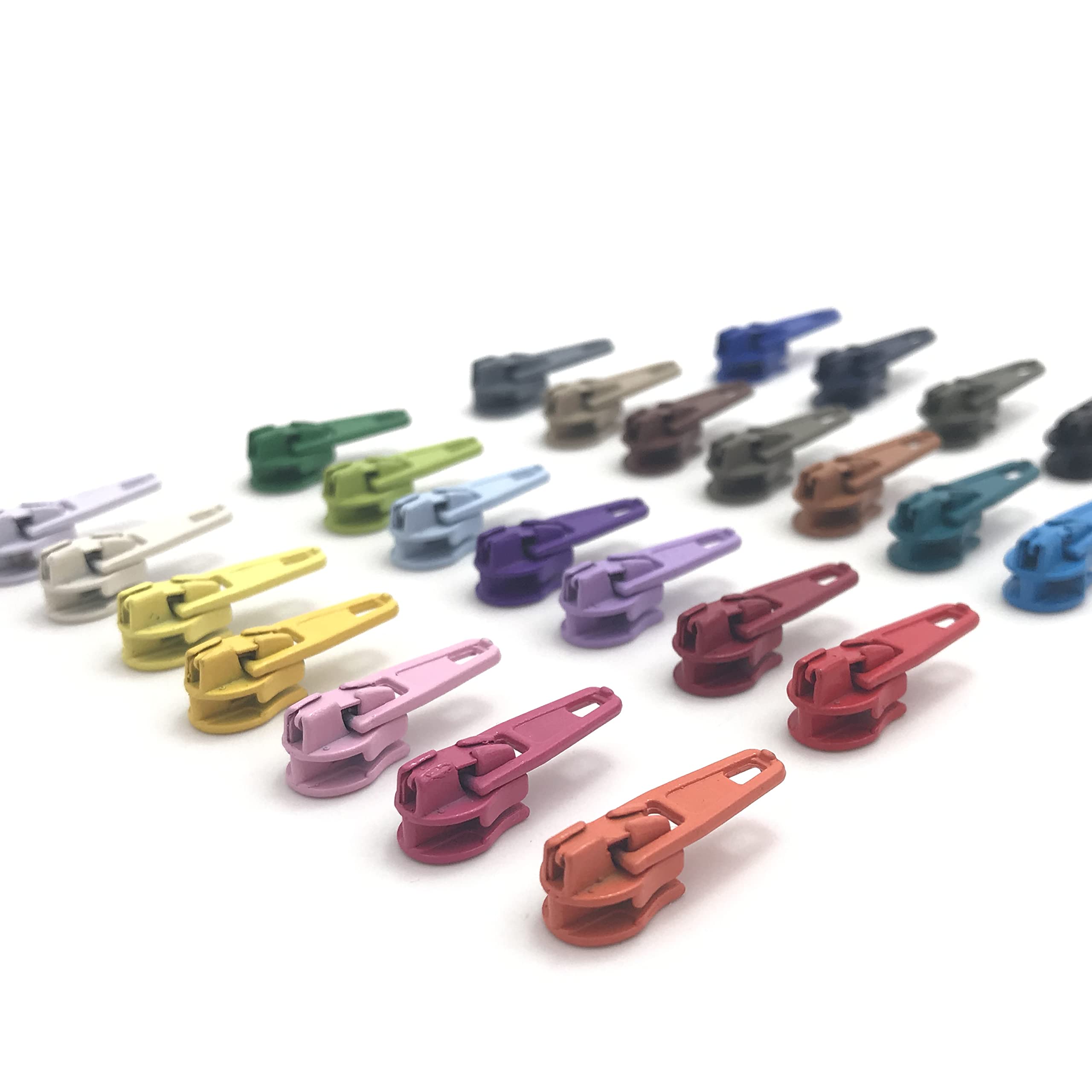 50pcs #3 Auto Lock Zipper Sliders Mulit Color for Nylon Coil Zipper Tape, Repair for Bags Luggages Purses (#3 Auto-Lock Mix Color Sliders 50pcs)