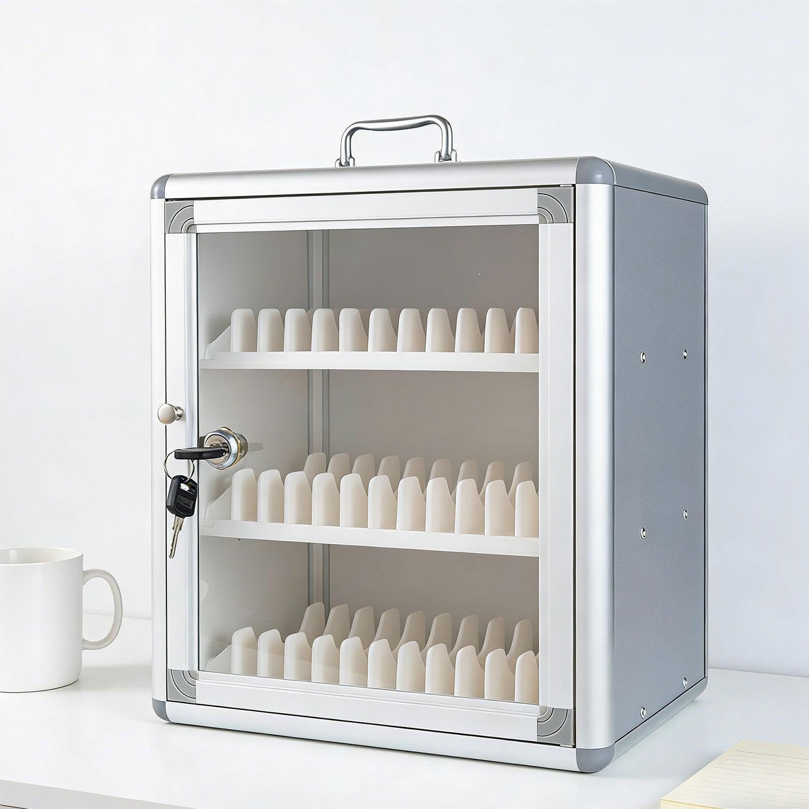 Armadietto Porta Cellulari Trasparente con Serratura Box Portatile da Muro Organizzatore per Telefoni Cellulari in Alluminio Adatto per Studenti Scuol, 36 Solts