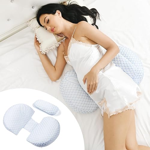 Miniatura 1 de Almohada de embarazo para mujeres embarazadas, almohada corporal suave para embarazo, soporte para espalda, caderas, piernas, almohada de maternidad