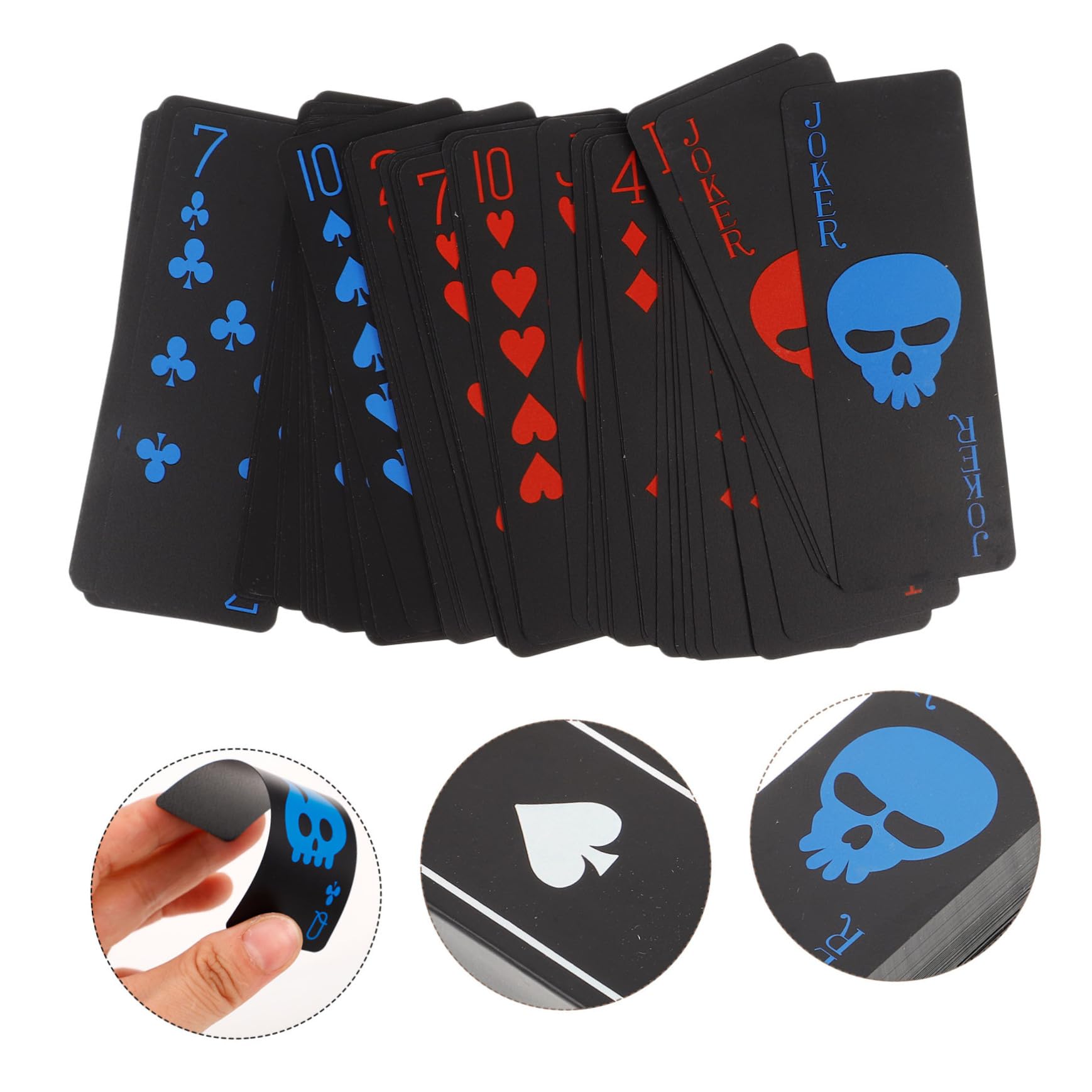Homoyoyo Cartes à Jouer Imperméables Plastique Noir Jeu De Cartes Étanches pour Poker Et Loisirs