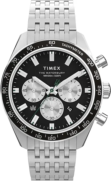 Timex Men's Waterbury Chronograph 41mm Watch - Black Bracelet Black Dial Stainless Steel Case