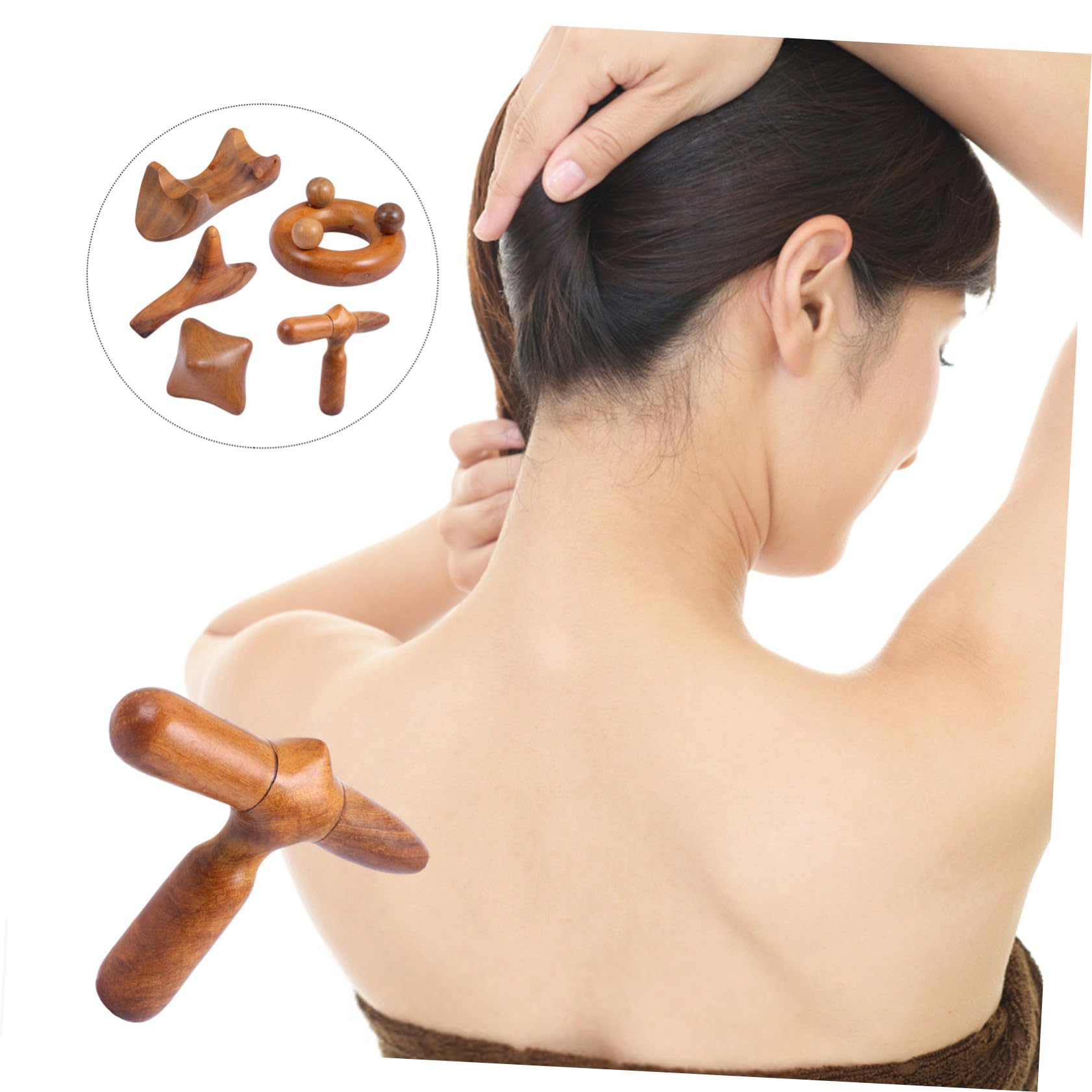 Yardenfun 5 piezas Herramientas Masaje Gua Sha de Madera de Sándalo Tabla Raspado Corporal para Pies Cuello y Espalda Masajeador Duradero para Mejorar Circulación y Aliviar Fatiga
