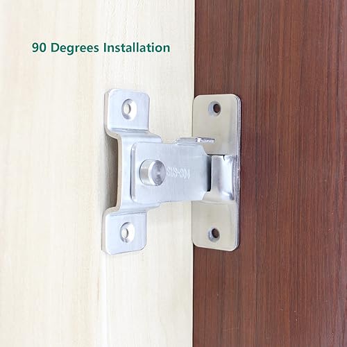 Miniatura 5 de Pestillo deslizante para puerta abatible, cierre de acero inoxidable de 90 grados, cerradura de puerta corredera de seguridad, puerta curvada en