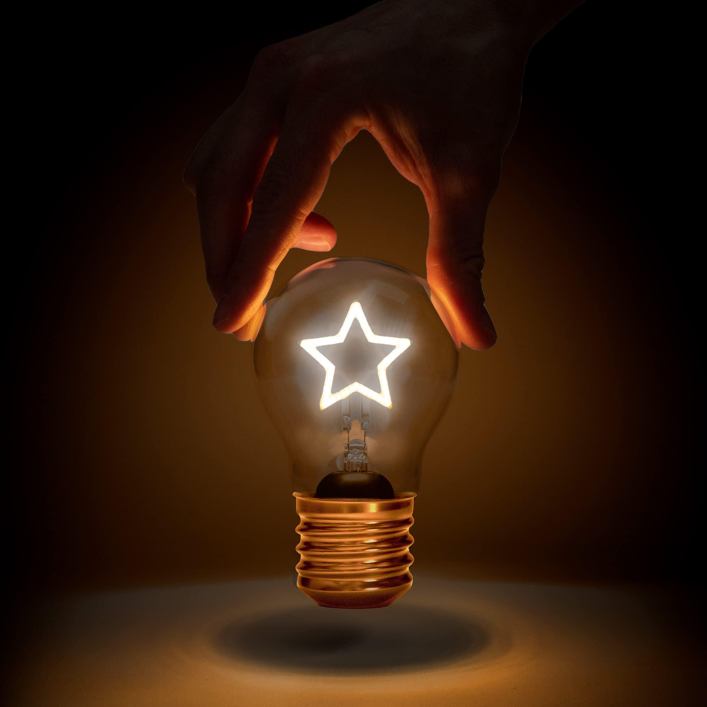 Suck UK Star Lamp | Star Shaped Light Bulb | Cordless Rechargeable Battery | LED Neon Light Bulb | Bedside Lamp Decor | Retro Style Edison Bulbs | Bedroom Accessories | USB Charging Night Lights