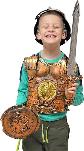 Miniatura 6 de SENSORY4U Gladiator Warrior - Juego de 7 piezas de espada medieval, escudo, arco y flecha para niños
