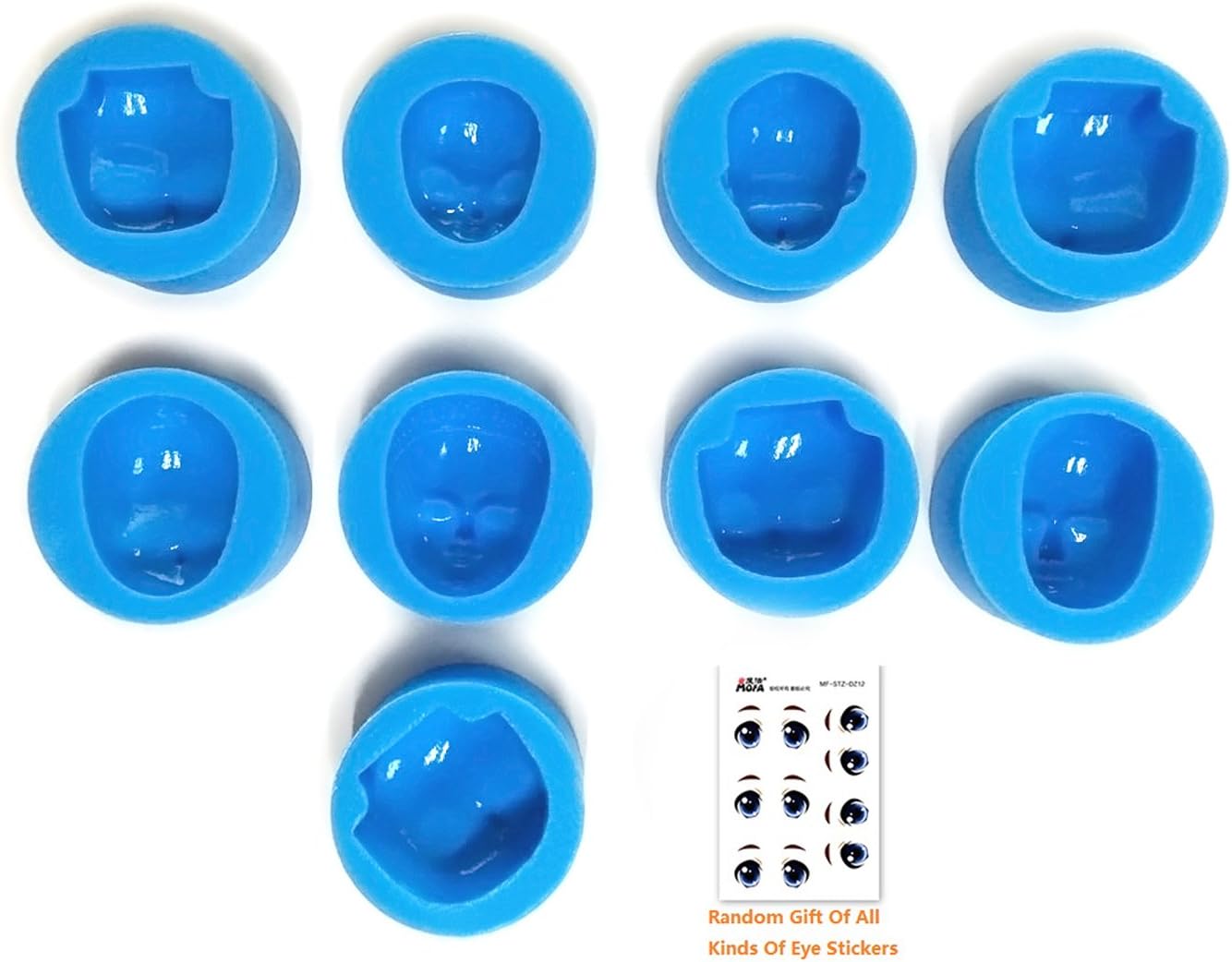 mofa 7 PCS Human Face Shaped 3d Silicone Cake Fondant Mold, Cake Decoration Tools, Soap, Candle Moulds,Fondant, Polymer Clay, Soap Making,Crafting Projects (Large)