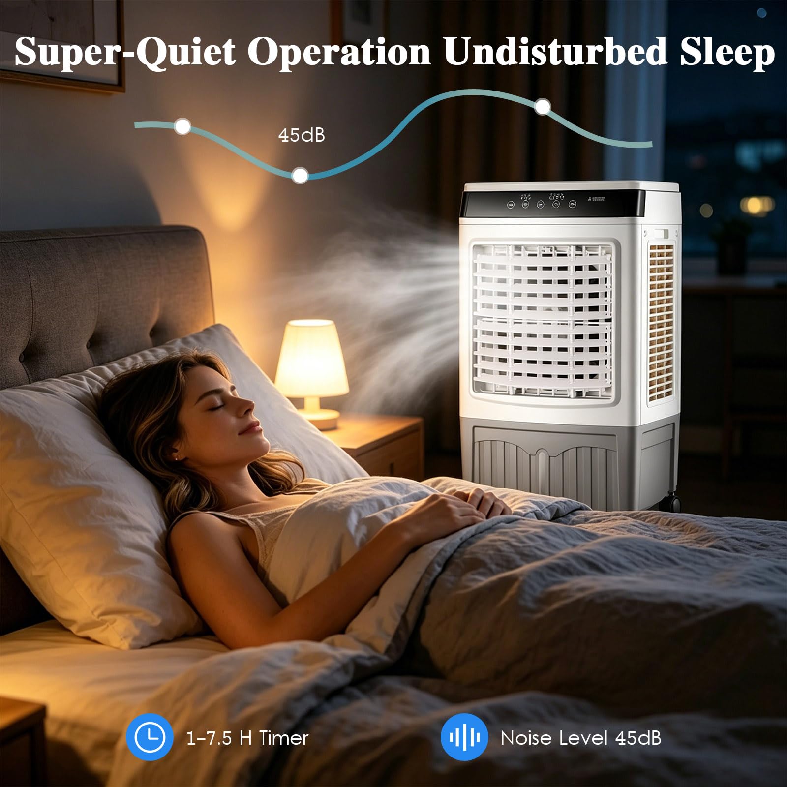Raffrescatore Evaporativo Industriale 40L, Rinfrescatore d'Aria Professionale 100W, Portata 3000m³/h con 3 Filtri a Nido d'Ape, Timer 7.5H, Telecomando, per Grandi Ambienti, Garage