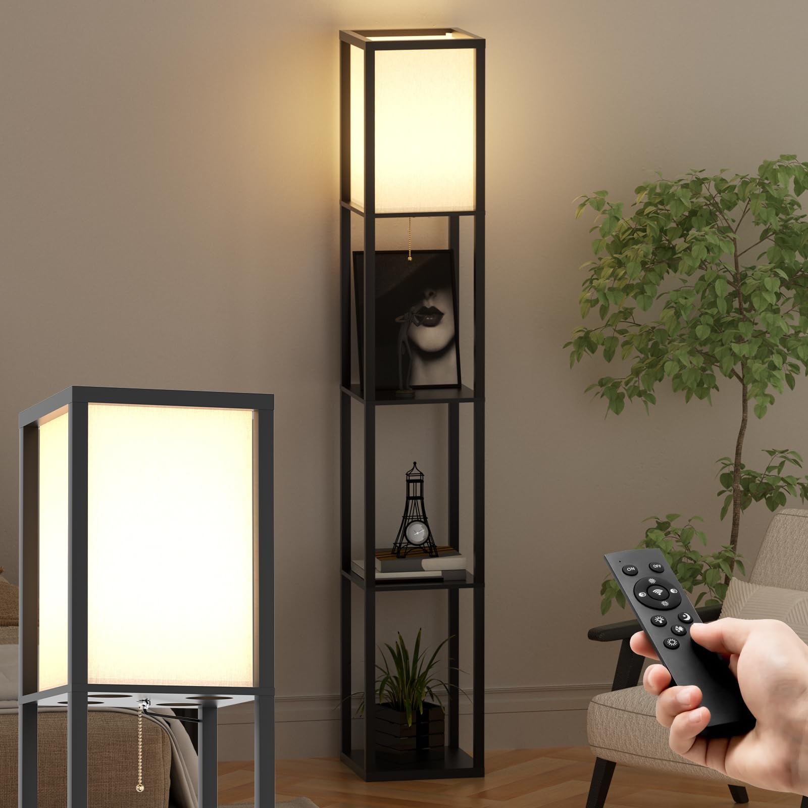 ☆寝室や書斎に　ロアライト フロアランプ LED ラック付き Amazon.co.jp : LED フロアライト ラック付き 北欧風 無段階調光調色