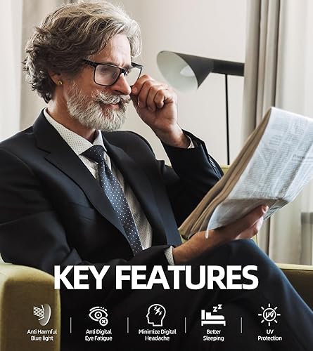 Miniatura 4 de Lentes de fibra de carbono para hombre con bloqueo de luz azul que reducen la fatiga ocular, filtro de luz UV, lentes de computadora con lente