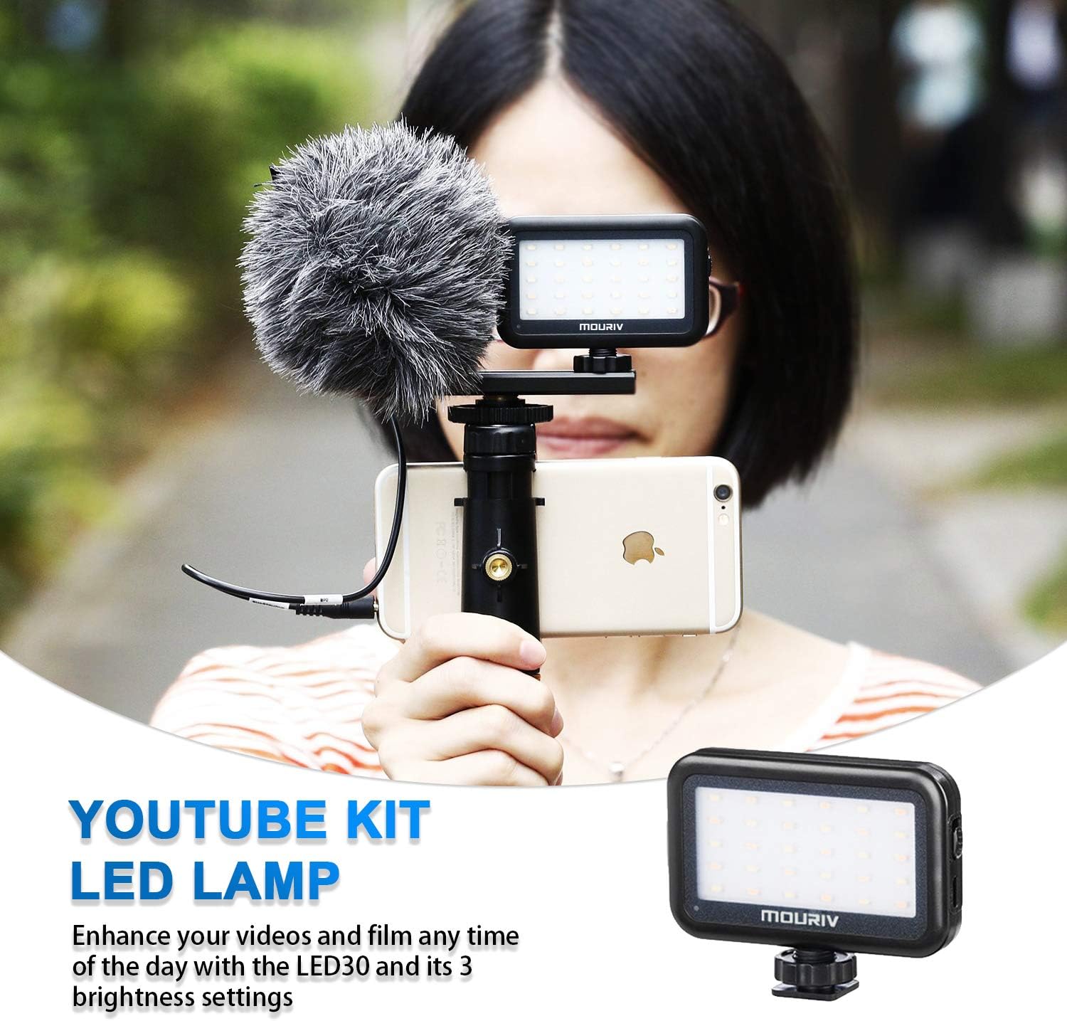 60% Off Discount Smartphone Video Rig, Cell Phone Video Recording Kit Vlogging Stabilizer Equipment with Cardioid Microphone,Selfie LED Light, Solid Aluminum Cold Shoe Extension Bar Compatible with iPhone Smartphones