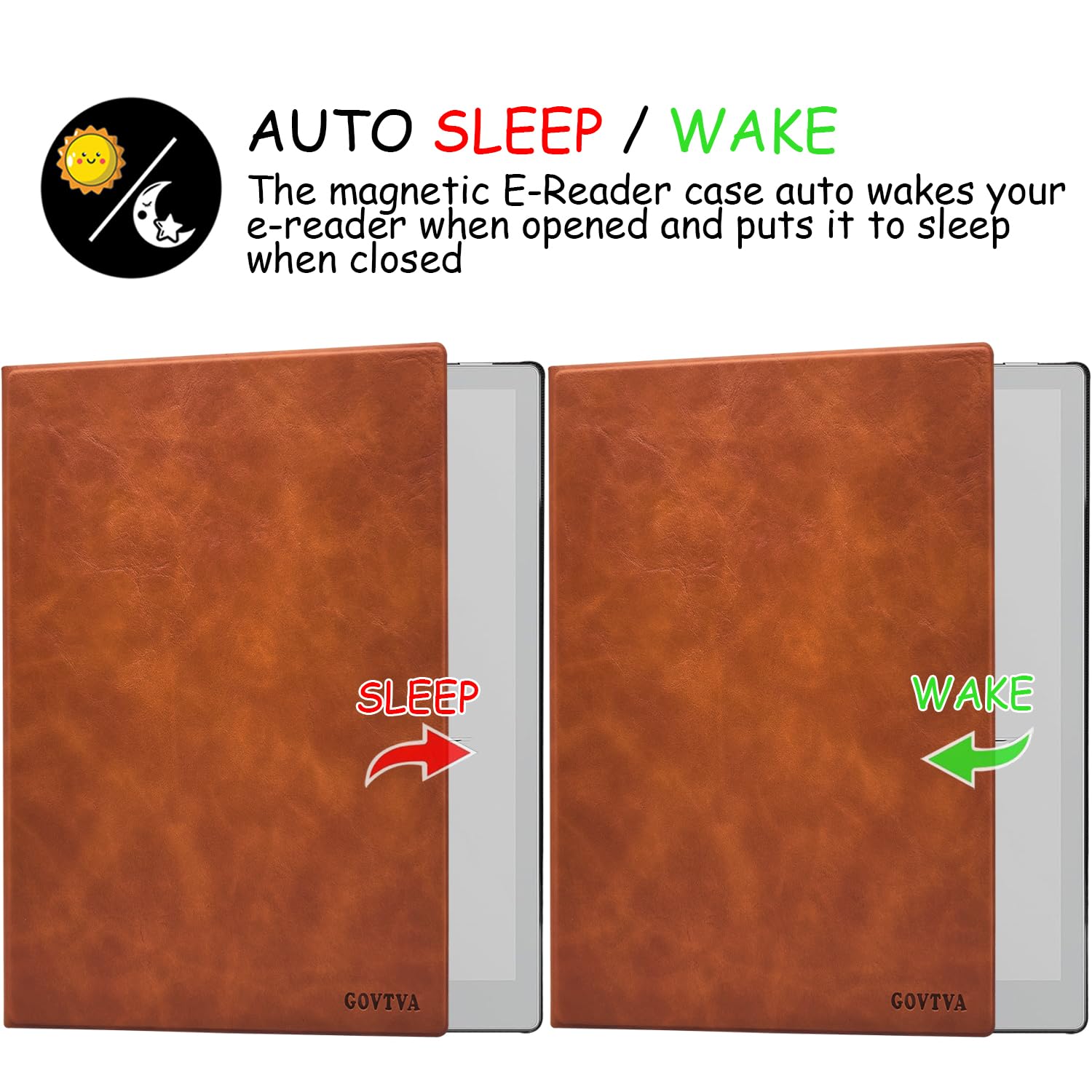 Custodia magnetica con supporto per tablet Onyx Boox Go 10.3 (2024), ultra sottile e leggera, in pelle con fibbia magnetica, funzione sleep/wake automatica, chiusura magnetica (marrone)