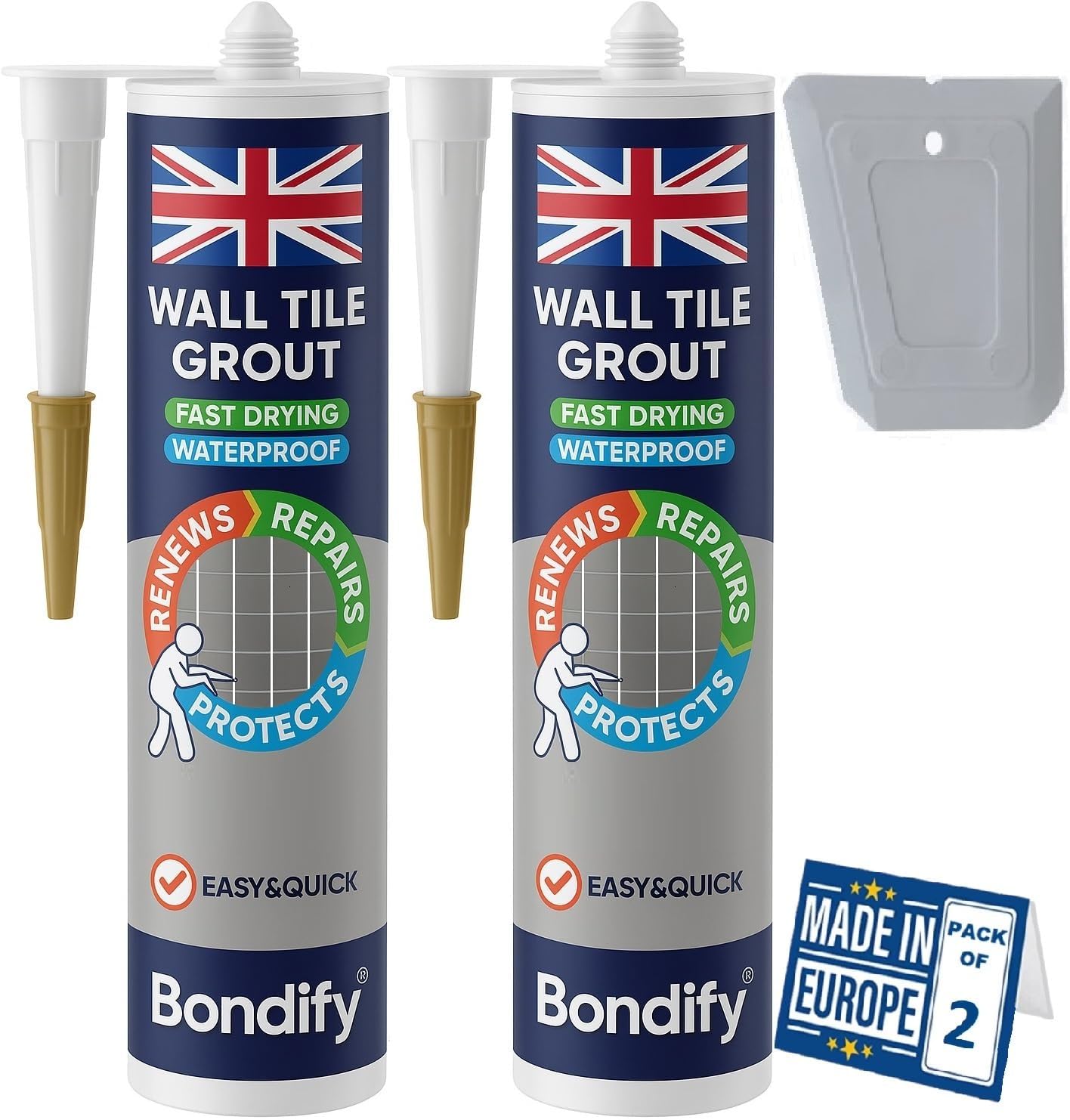 Kit Riparazione Fughe Piastrelle Grigio, Asciugatura Rapida 450g x 2 Cartuccia, ANTI-MUFFA Stucco per Piastrelle Bagno & Doccia, Grout Repair Kit Grey, Stucco per Fughe Pavimento, Sigillante per Malta