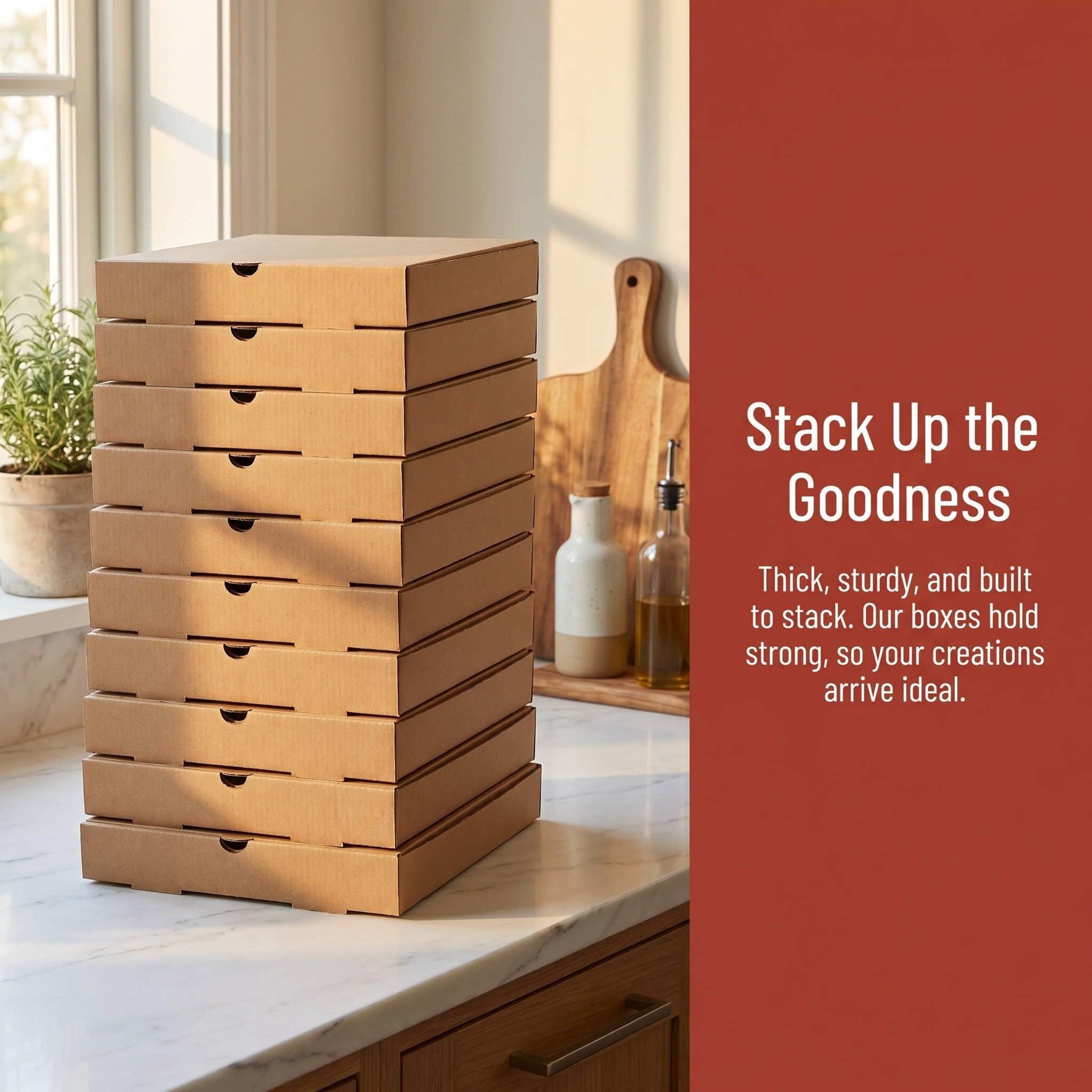 OUNONA 24 cajas de pizza Kraft: Cajas para pizza para llevar - Envases de cartón Kraft marrón de 21,5 cm (8,5") para llevar galletas, pasteles, sobras, restaurantes y pizzerías.