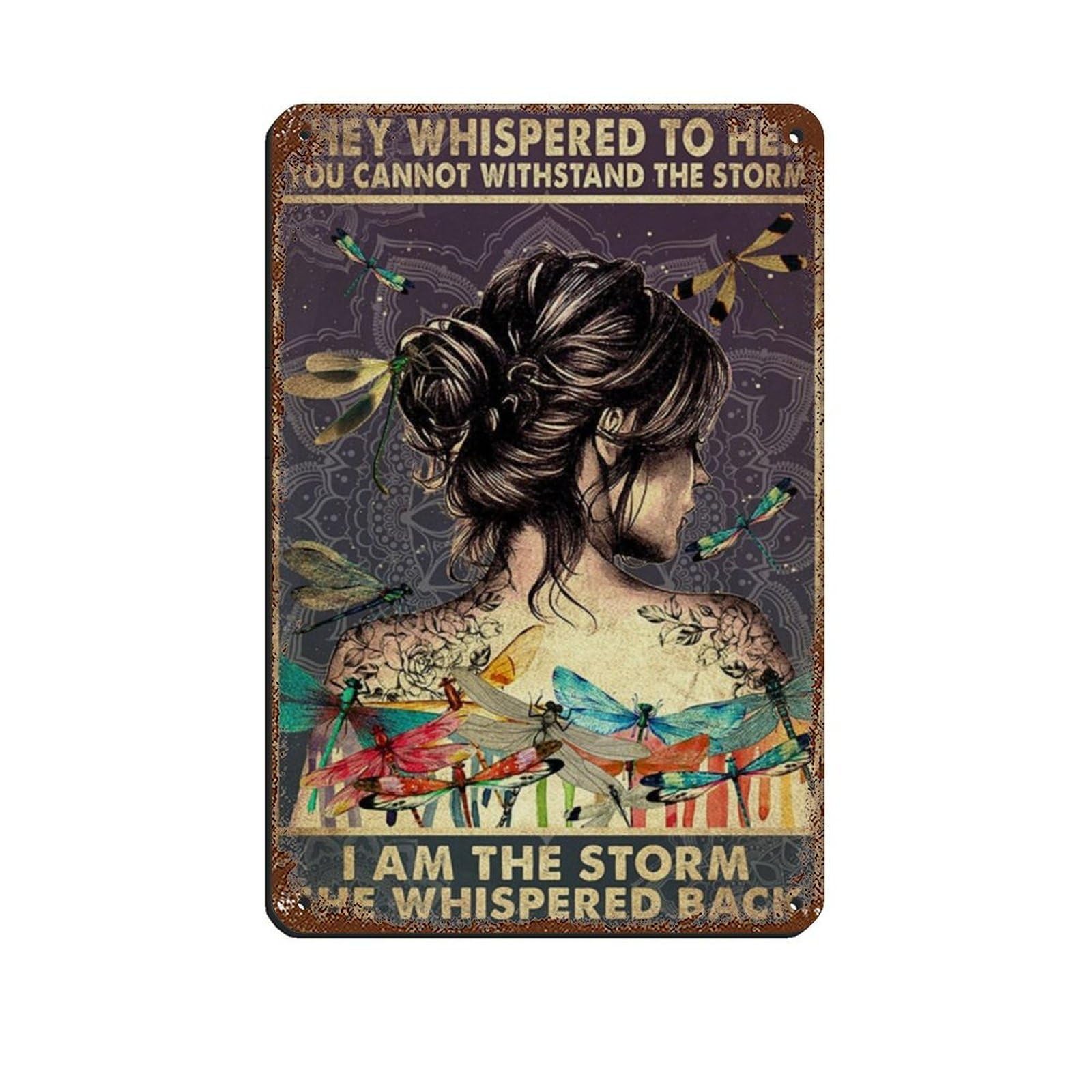 I Am The Storm Dragonfly Mandala Tin Sign Vintage Metal Pub Club Cafe Bar Home Wall Art Decoration Poster Retro 8x12inch(20x30cm)