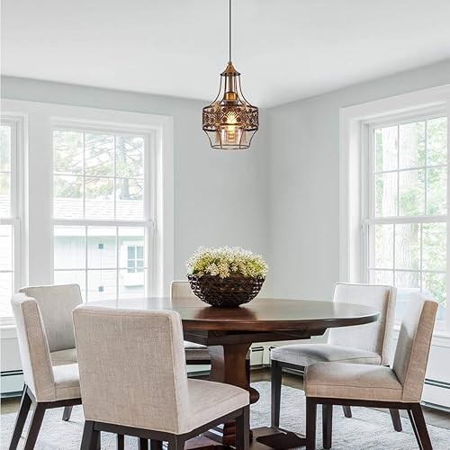 Miniatura 2 de YLONG-ZS Lámpara colgante con enchufe de granja, lámpara colgante de cristal dorada, luces vintage con cable de enchufe de 16 pies para isla de