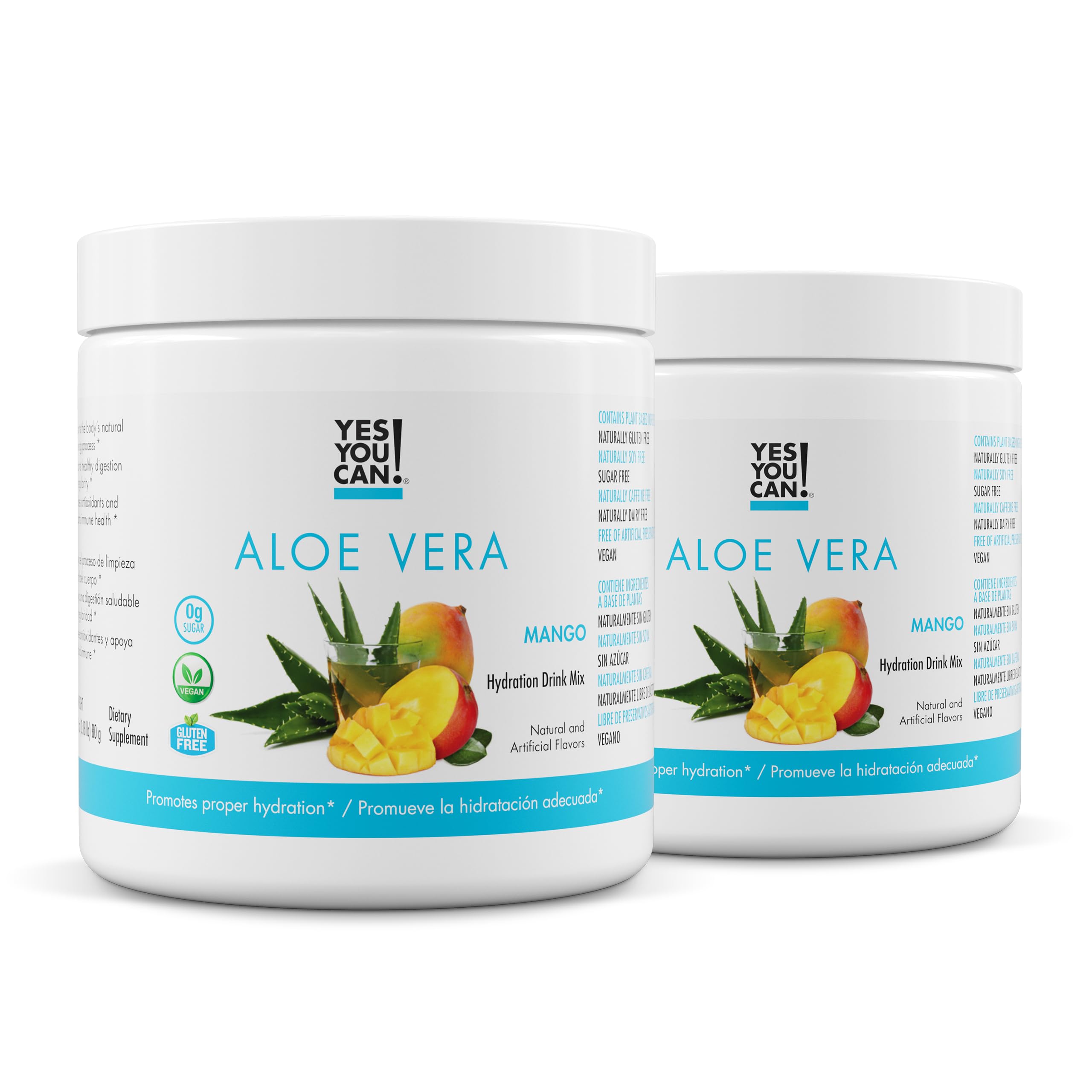 Yes You Can! Aloe Vera Powder Drink Mix - Hydration Booster Infused with Pure Organic Aloe Vera Extract - Delicious Flavors - Made in USA -