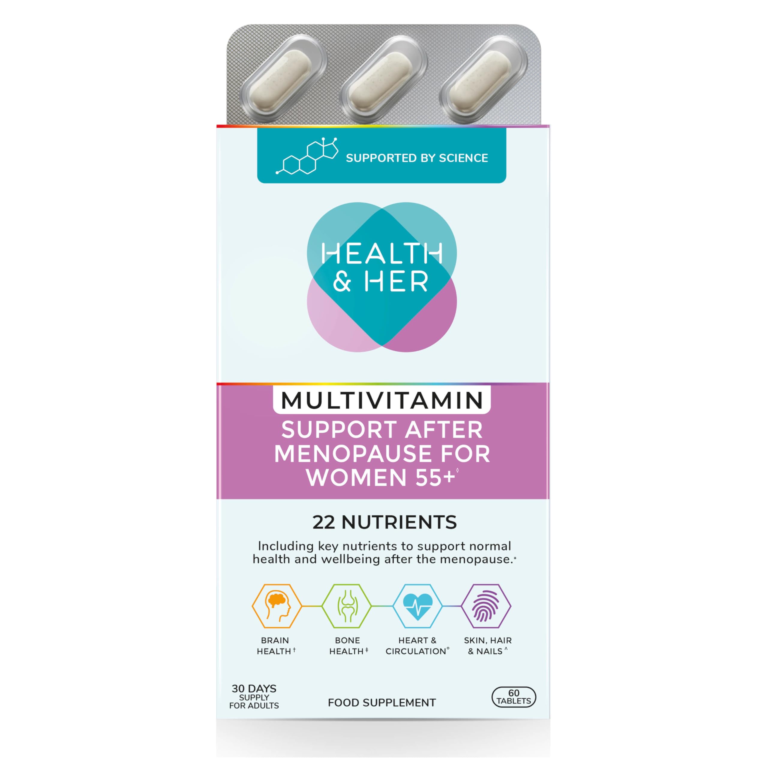 Health & Her Multivitamin for Women 55+ & Postmenopausal, 30 Day Supply
