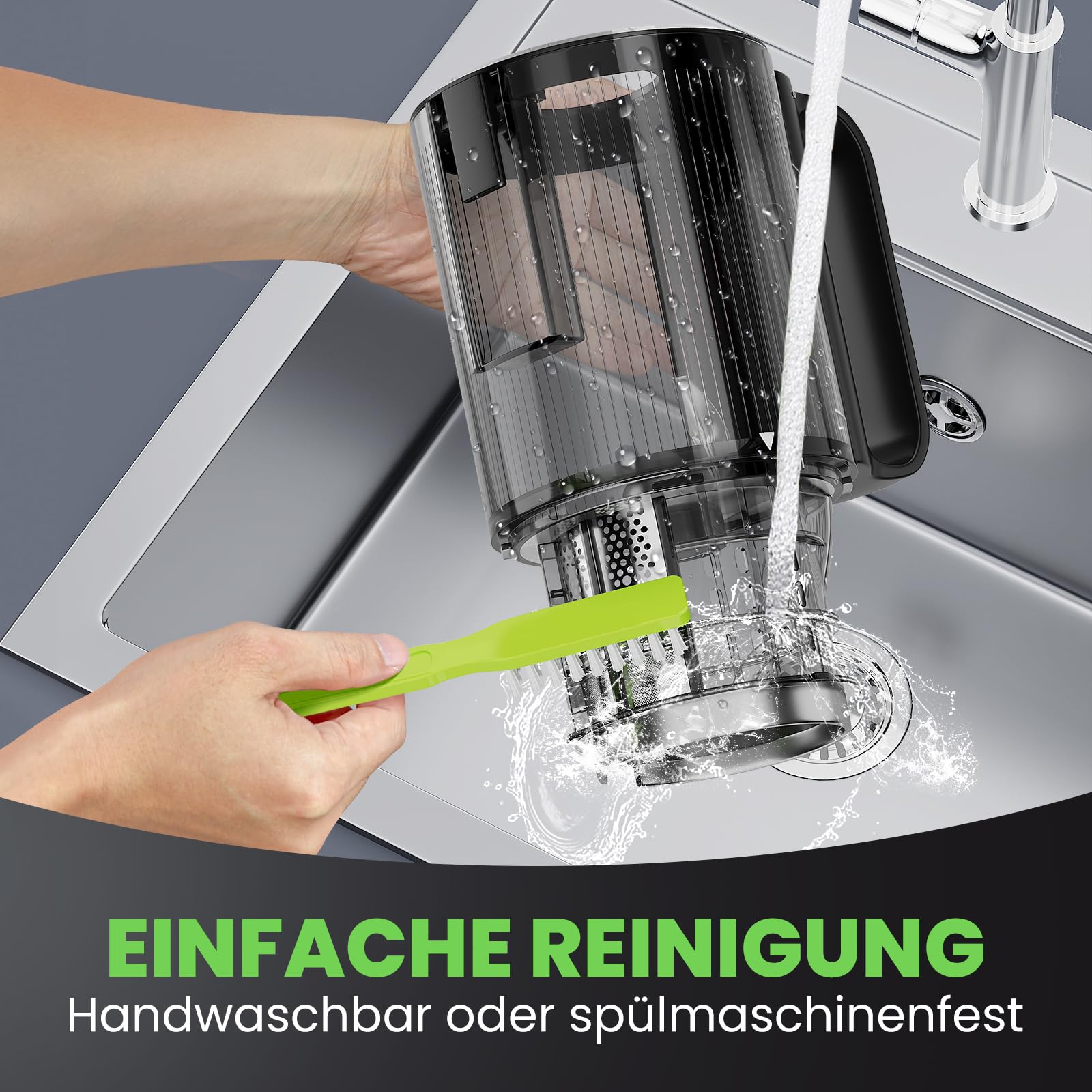 HOMELUX Sokowirówka 220 W Slow Juicer, 126 mm, otwór wlotowy do całych warzyw i owoców, elektryczna wyciskarka z 2 filiżankami, szczotka do czyszczenia, nie zawiera BPA, łatwa do czyszczenia, srebrna