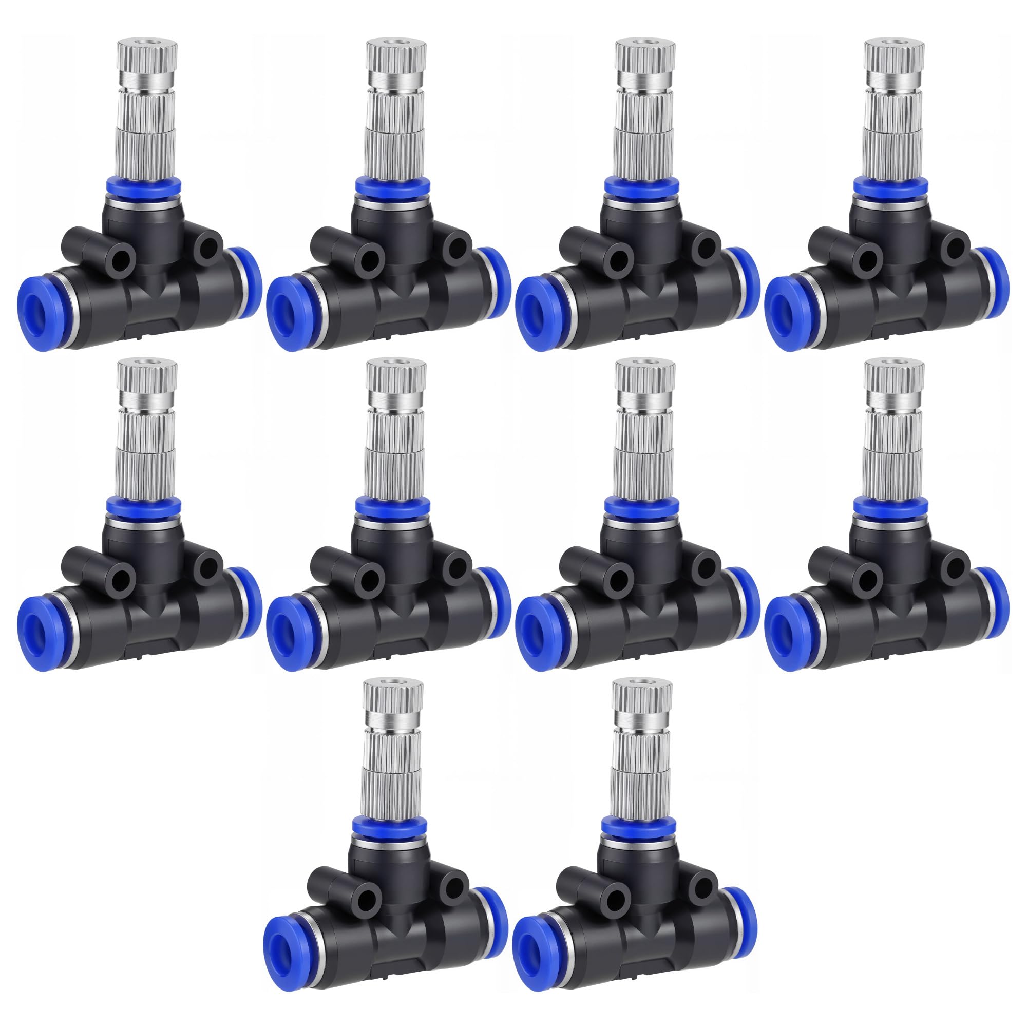 8 mm Rohrverschraubungen, 1 Set mit 2 Wasserhahn-Anschlüssen, Schnellanschluss für Sprinkler-Bewässerung, komplett schwarzes UV-beständiges Design, werkzeuglose Installation für Gartenkühlung