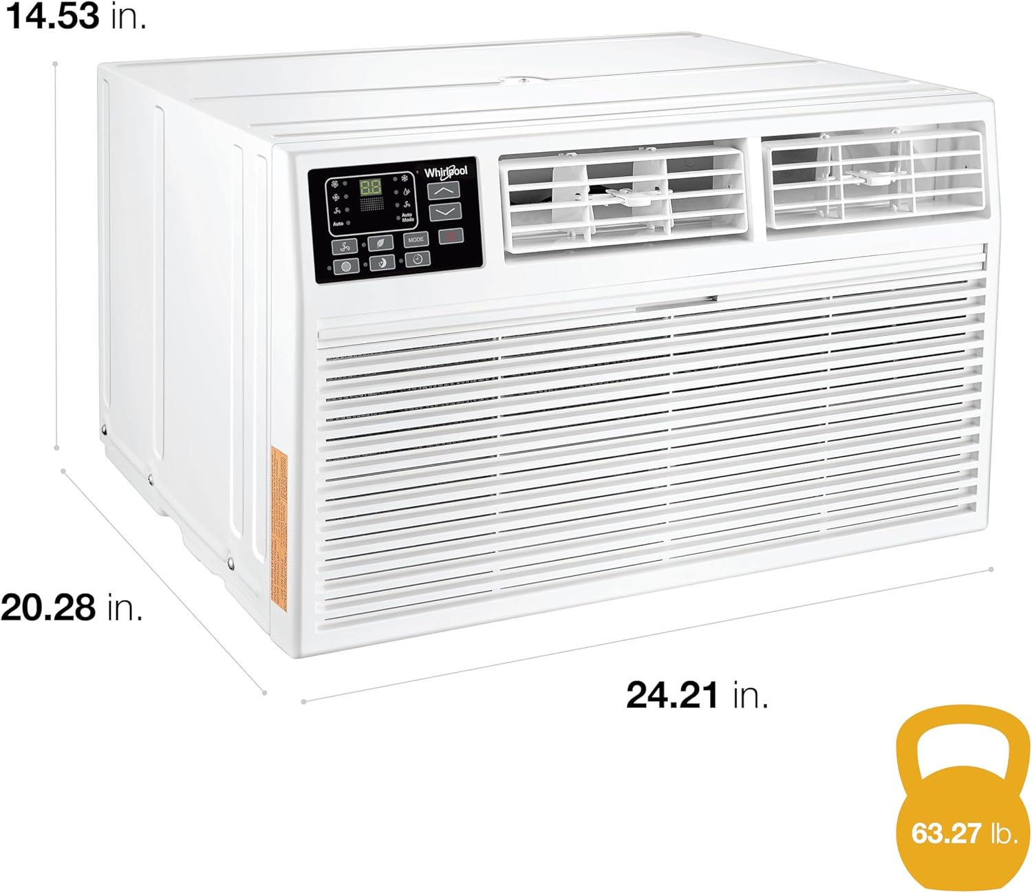 Diagram showing dimensions of the air conditioner unit