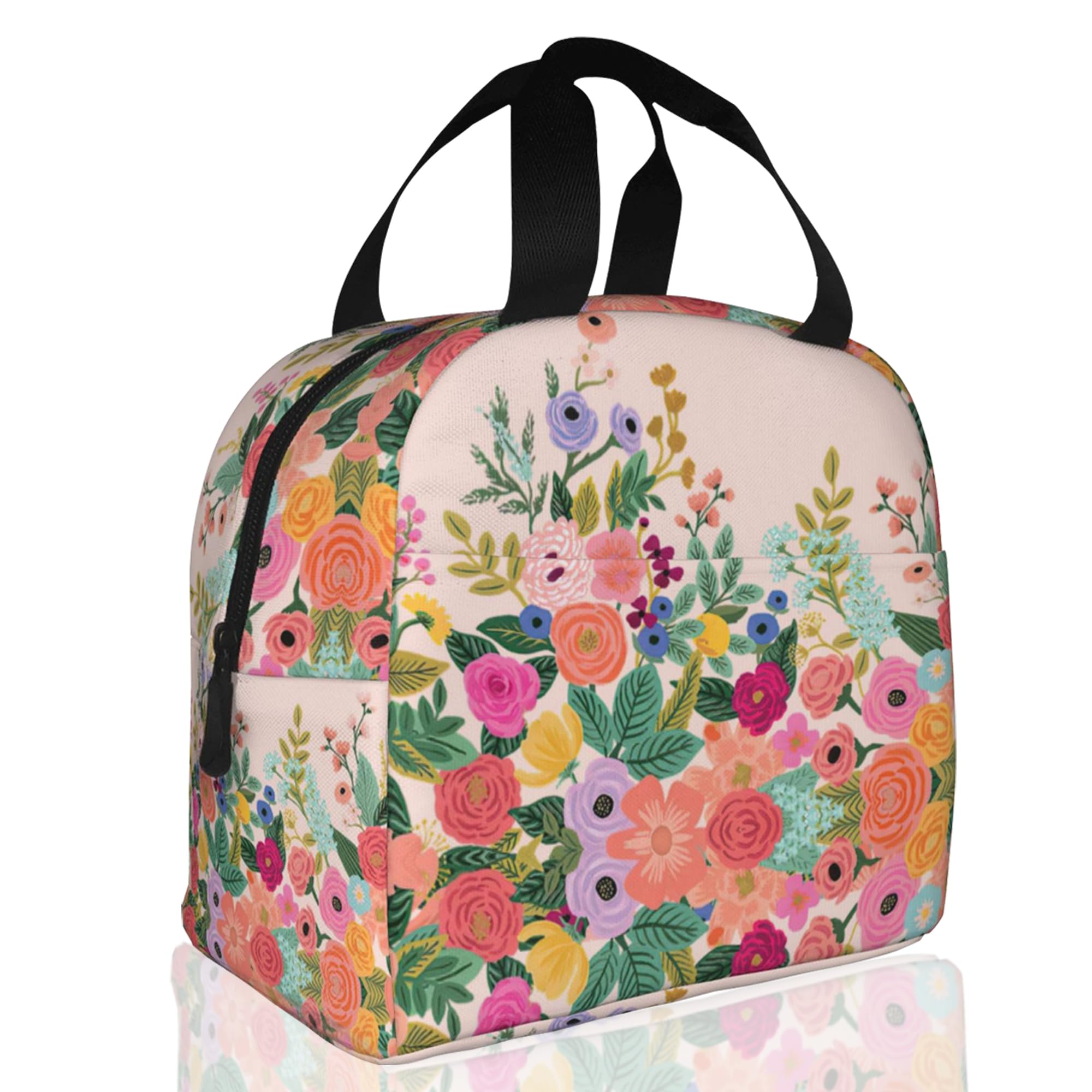 Pink Flower Floral Blossom Lunch Box,Insulated Lunch Bag for Girls Boys,Reusable Lunch Box for Kids Adults School Student Work Picnic Travel