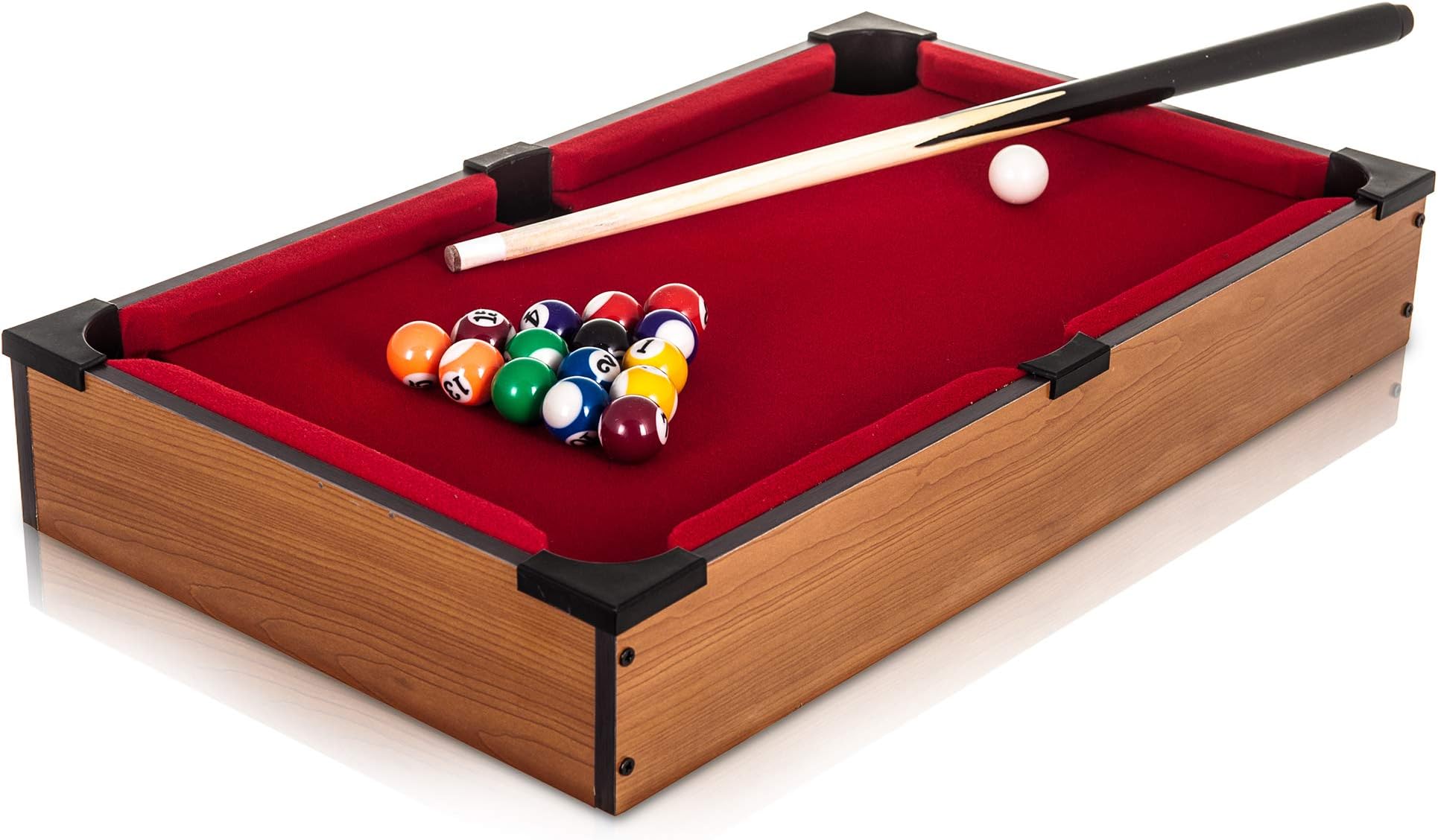 DELUXE MINI TABLE TOP POOL SET CHILDRENS CUE BALLS TOY SNOOKER GAME XMAS GIFT by Pool Table