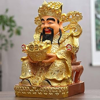 Amazon.co.jp: 中国の財神装飾、富像、 風水富の神の像、ホールド金塊