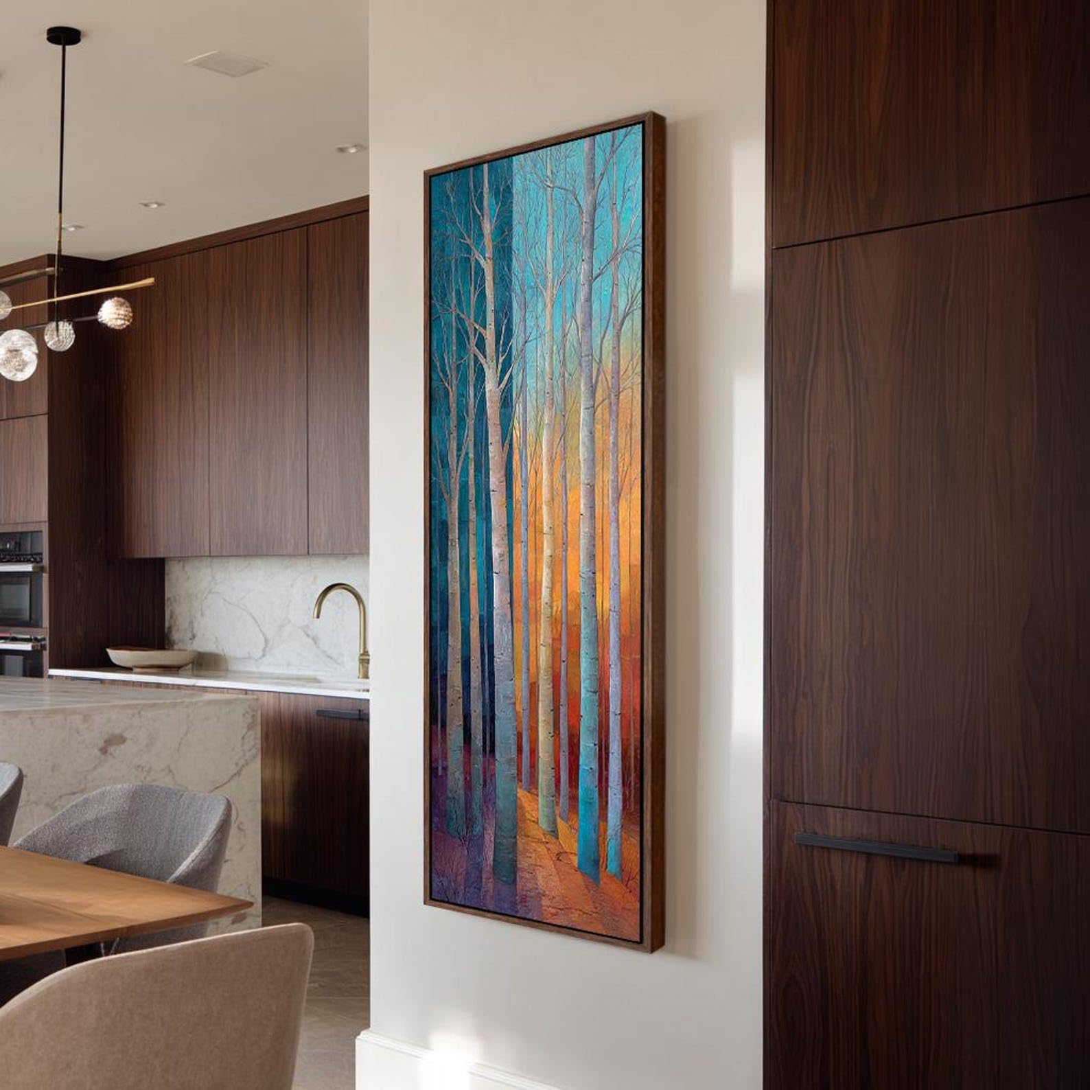 XINBAO Birch Trees Canvas Painting, Tall Narrow Tree Print, Vertical Natural Art Work,Canvas Wall Art for Home Wall Decoration(65x195cm/Frameless)