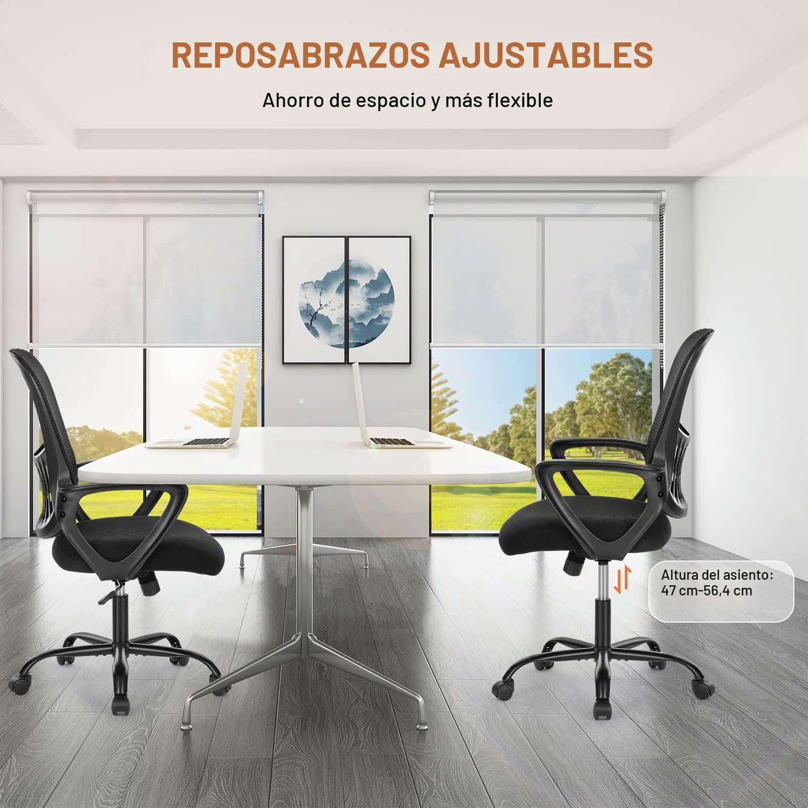 Sweetcrispy Silla de Oficina ergonómica, de Escritorio con Soporte Lumbar, reposabrazos Ajustables, Regulable en Altura, Adecuada para Dormitorio