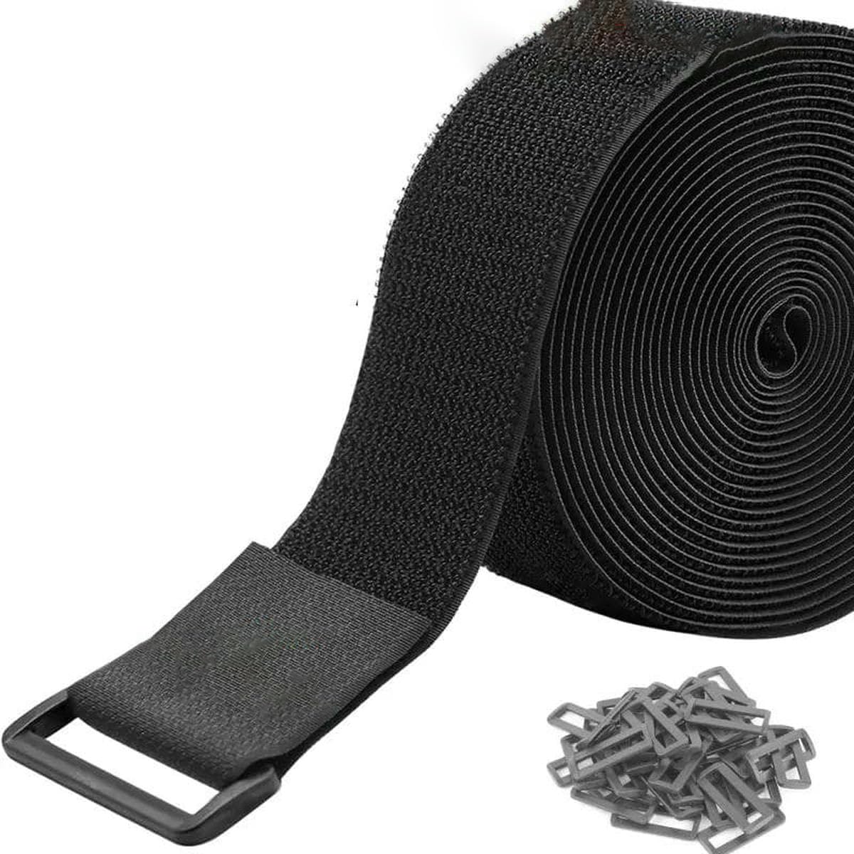 5/2/1Meter Reusable Fastener Hook and Loop Securing Straps with Buckles Adjustable Cable Straps Cut Length Nylon Cable Ties-Black Width 38mm-1Meter 5Pcs Buckles