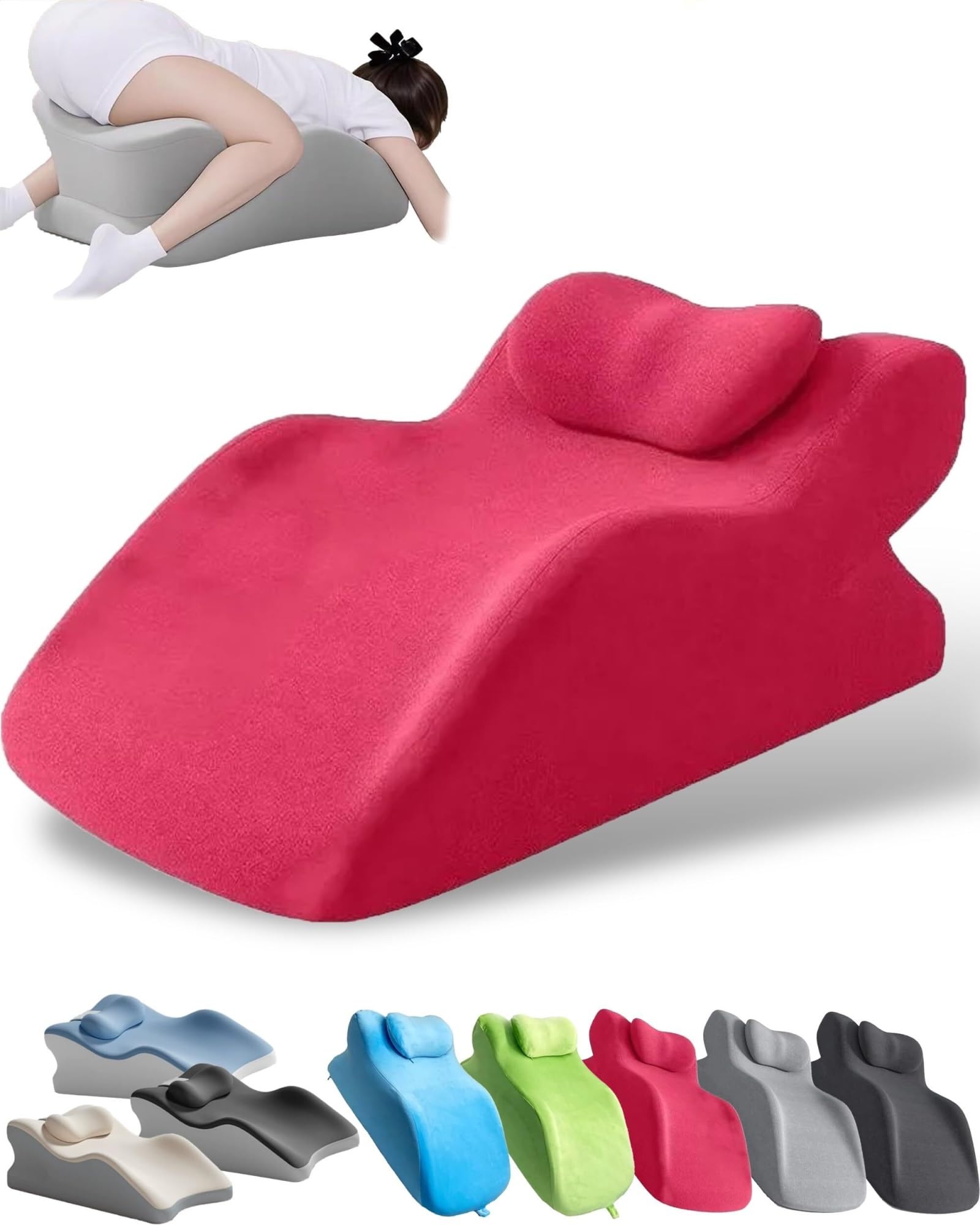 AIUTG Memory Foam Wedge Pillow, Ergonomic Support Cushion with Washable Cover, Inclined Reading Pillow for Relaxing, Meditation, Leg Elevation and Daily Comfort(Pink)