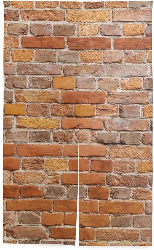 Amazon Sukau のれん ロング 暖簾 レンガ柄 チェック柄 かわいい 洗濯可 突っ張り棒付き 幅86cm 丈143cm のれん オンライン通販