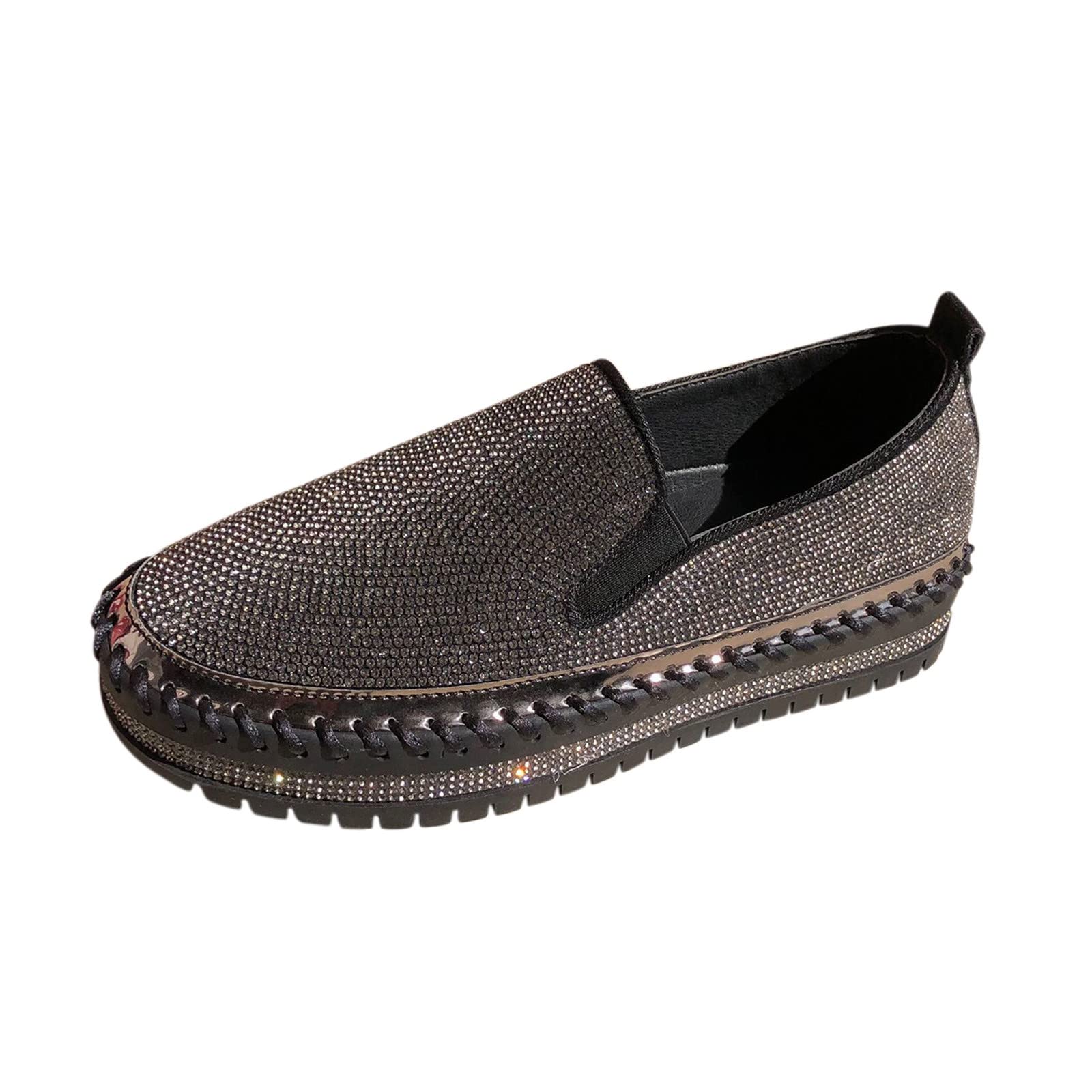Walkingschuhe Damen Freizeitschuhe Plattform Sneaker Slip-On Damenschuhe Joggingschuhe mit Strass Sportschuhe atmungsaktiv Leichtgewichts Walkingschuhe Outdoorschuhe