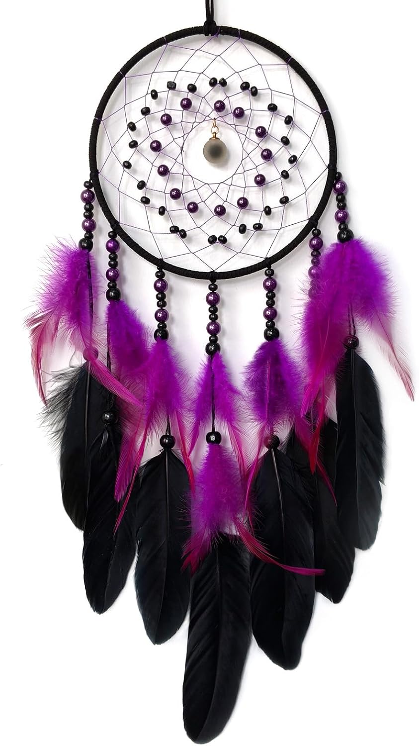 Purple and Black Dream Catcher with Pendant