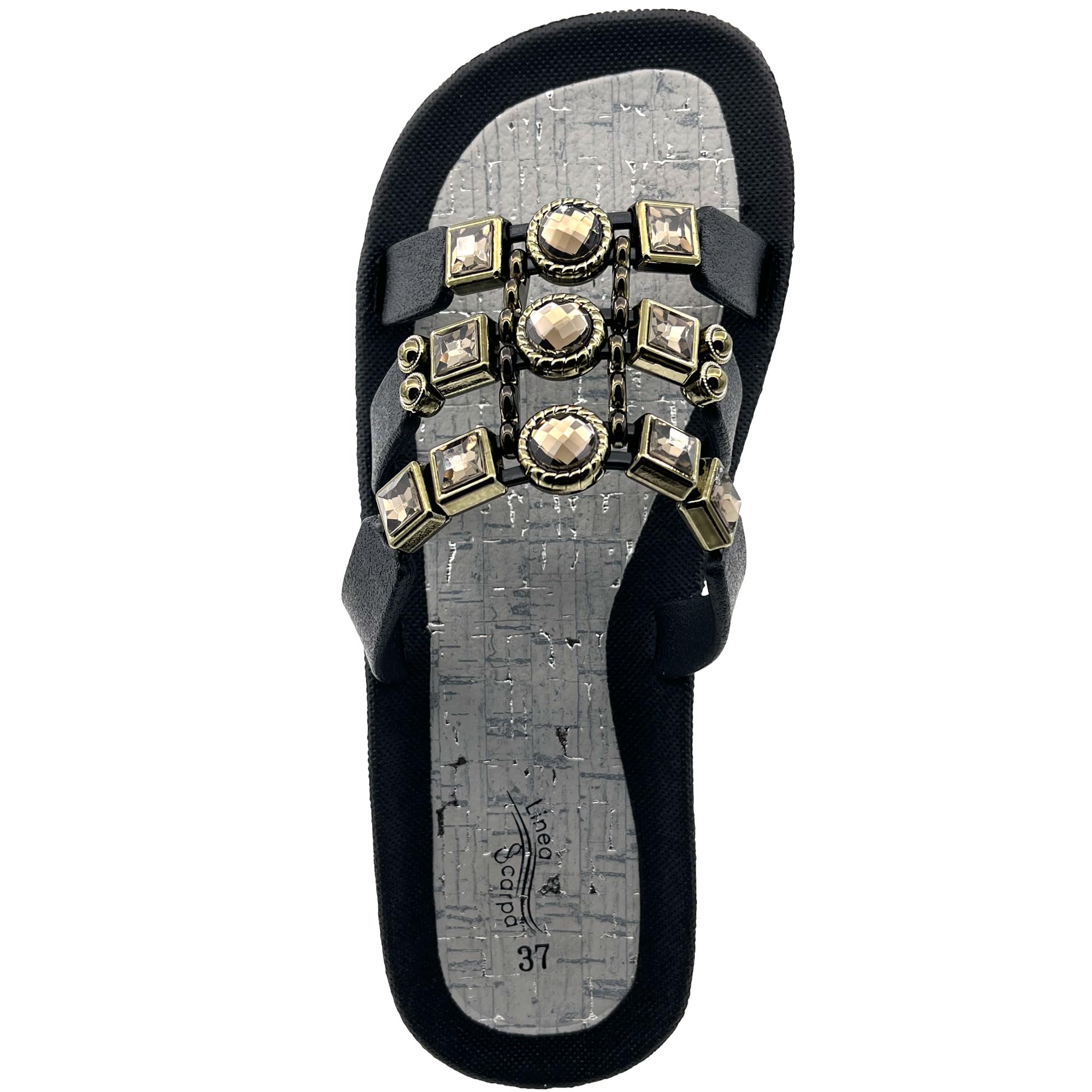 Damen Badeschuhe Thasos - Badepantolette für Frauen mit Glitzer Perlen Dekor - fällt klein aus
