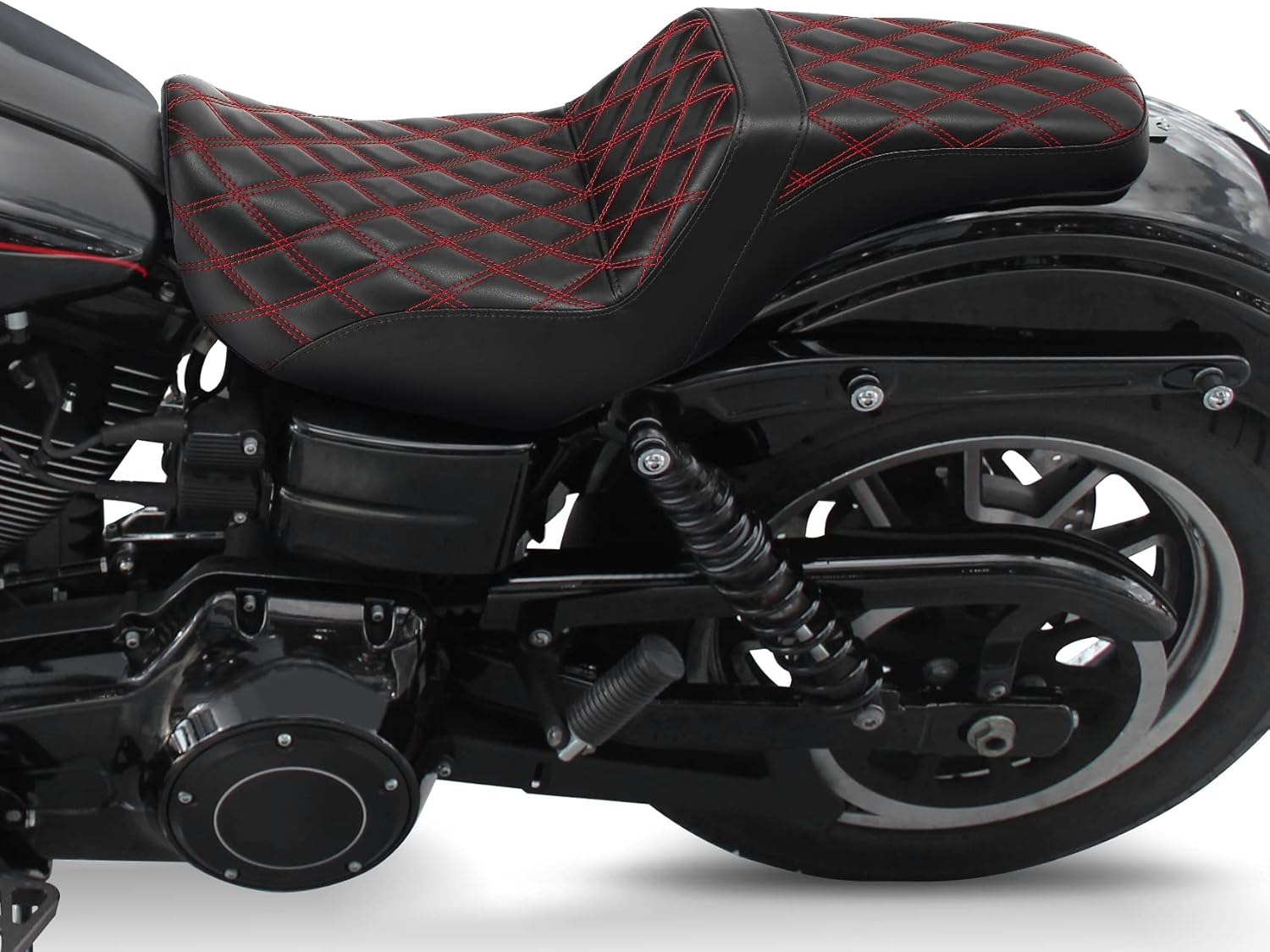 Motocycle Seat Driver & Passenger Seat Fit for Harley Dyna Wide Glide Low Rider Street Bob Fat Bob FXDF Super Glide Custom FXDC 2006-2017 Switchback Red Stitching