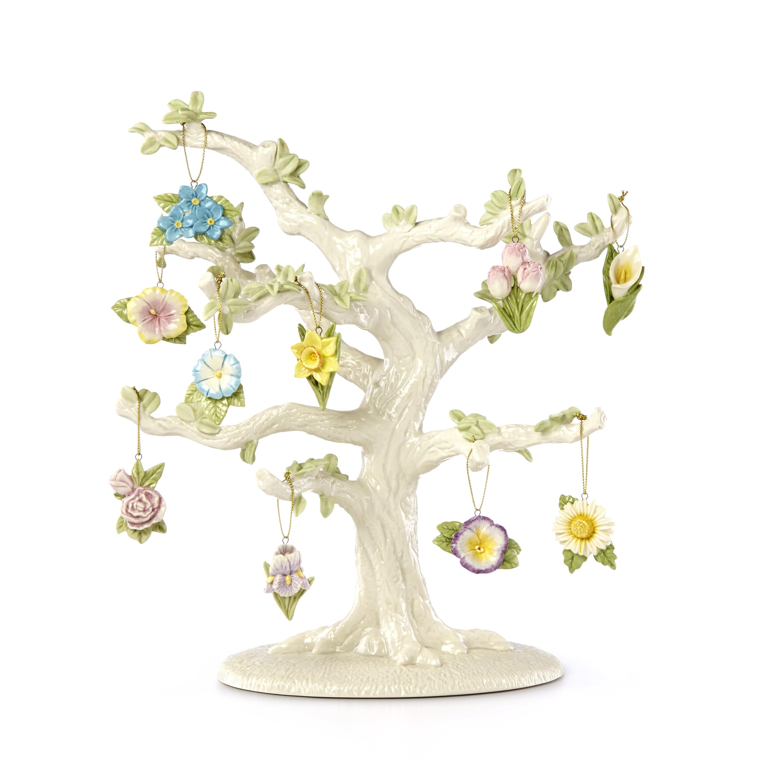 Lenox Celebrate Flowers 10-Piece Ornament &amp; Tree Set, 6.35 LB, Multi, 11