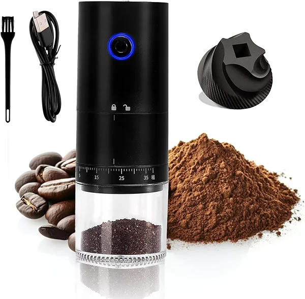 ShunChengFa Portable Electric Coffee Grinder with 38 Adjustable Grind Settings, 1500mAh Rechargeable Battery, Portable Coffee Grinder,For Home, Office & Travel Use etc