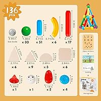 Vista 2 de MAGBLOCK 136 Piezas Juguete de Palos Magnéticos Bloques de Construcción Capaces de Interconexión Azulejos Magnéticos Bolas Construcción Juguetes