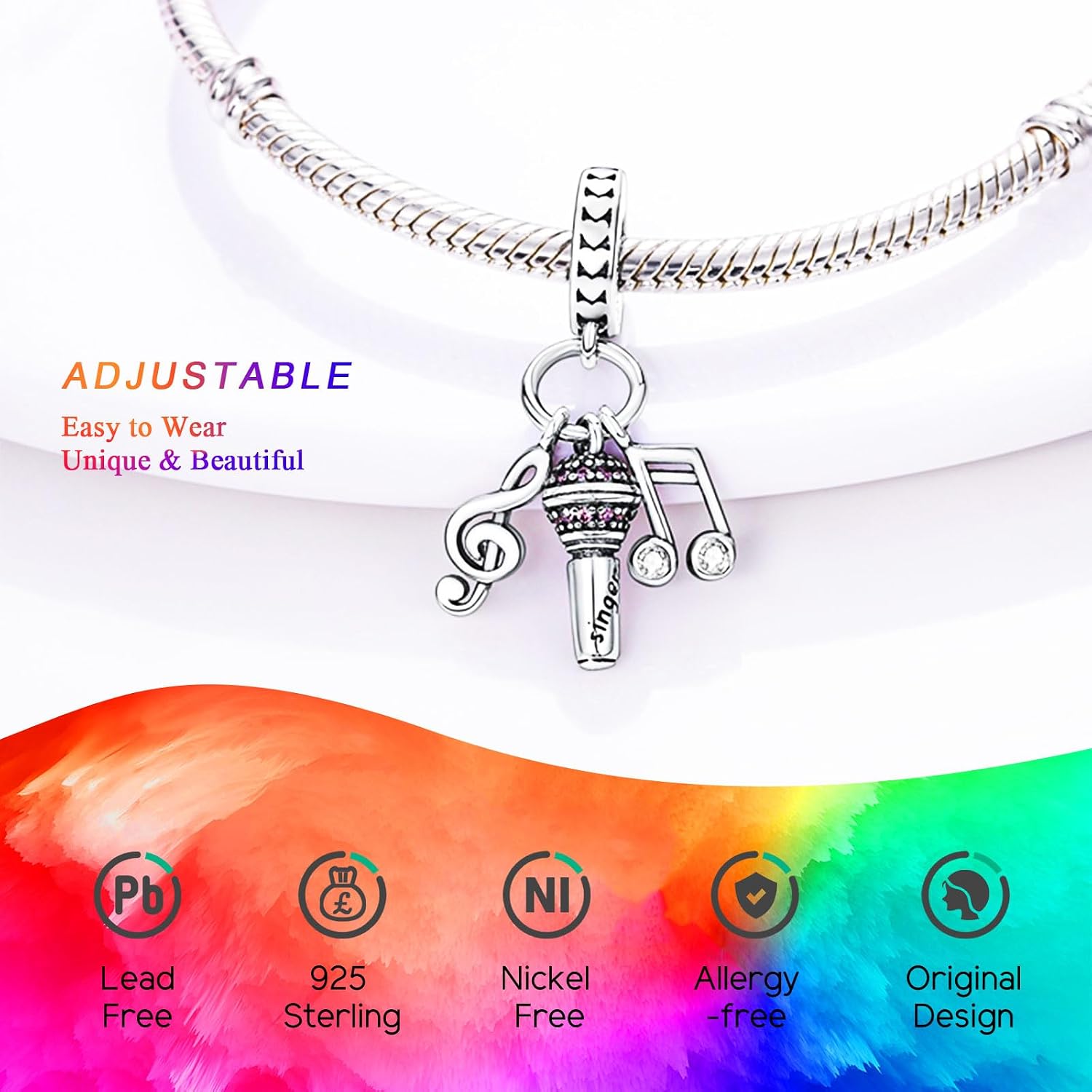925 Sterling Silver Charms Beads for Bracelets Necklaces, Airplane Passport Sister Heart Coffee Music Book Travel Pendant, Pink Color Cute Animal Jewelry Graduation Birth Gifts for Women Men image 5