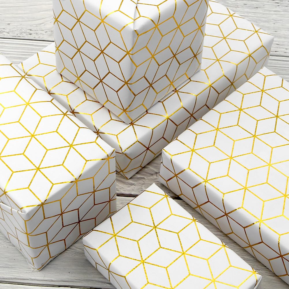 Plantillas Para Regalos Gratis Elegante Y Lujoso Papel De Regalo Geométrico  Blanco Con Celosía De Rombos Abstractos De Lámina Dorada Para Bodas,  Cumpleaños, Despedidas De Soltera, Felicitaciones, Navidad Y Vacaciones,  Plegado Plano, image size:1001x1001