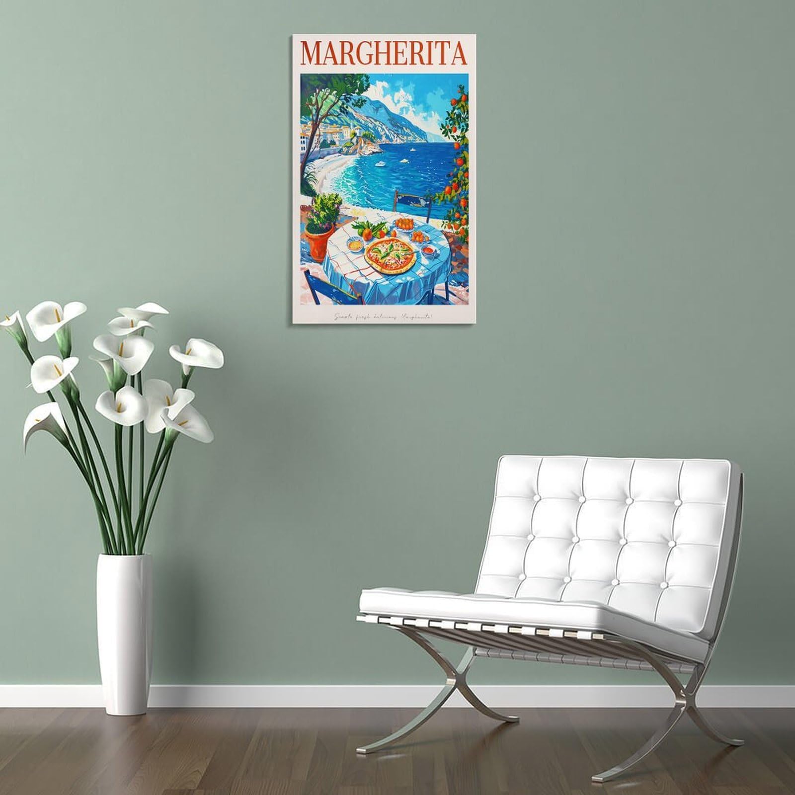 FUPMTKLT Italienisches Margherita-Pizza-Poster, Retro-Restaurant-Poster, italienische Küche, Esszimmer, Poster, 2 Leinwand-Poster, Schlafzimmerdekoration, Landschaft, Büro, Raumdekoration, Geschenk,