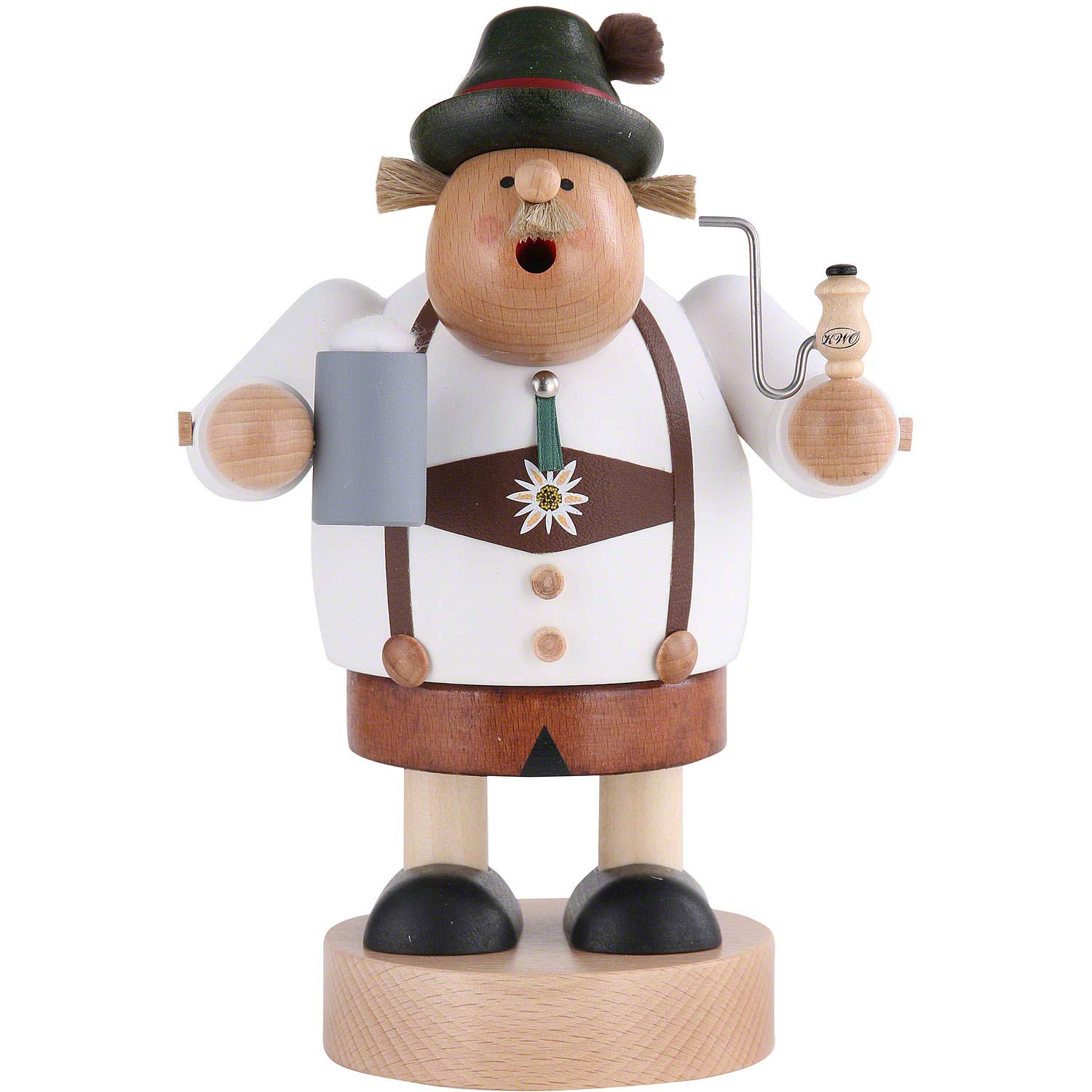 Incensiere Tedesco In Legno - Figurina Uomo Freddo Con Albero - 12 Cm - Fatto A Mano In Germania