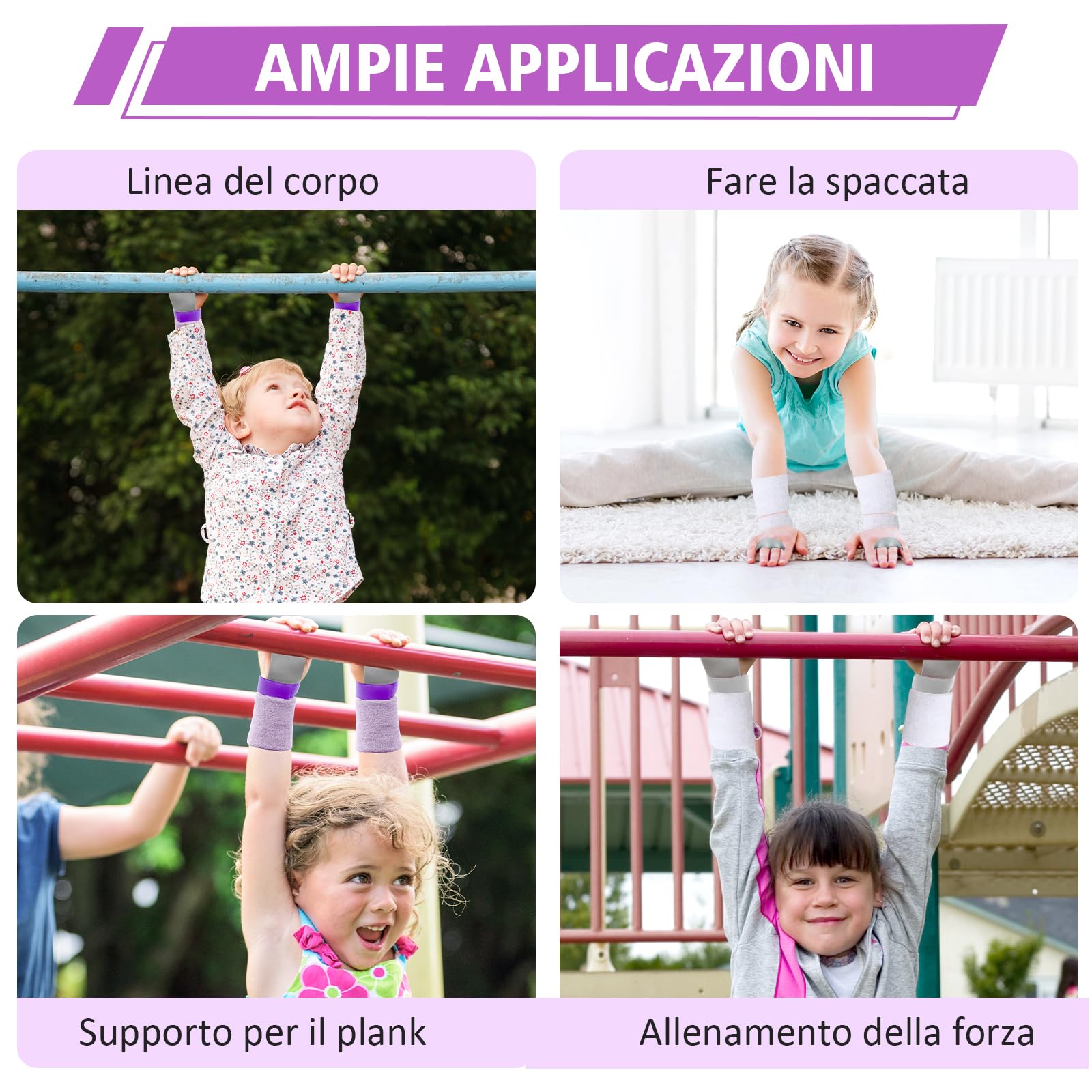 Scettar Set di Polsini da Ginnastica, 2 Paia Manopole Paracalli per Ginnastica Artistica Bambina, Falcon Grip Pad per Cross Training per Ragazzi e Ragazze, con 4 Polsini Palestra