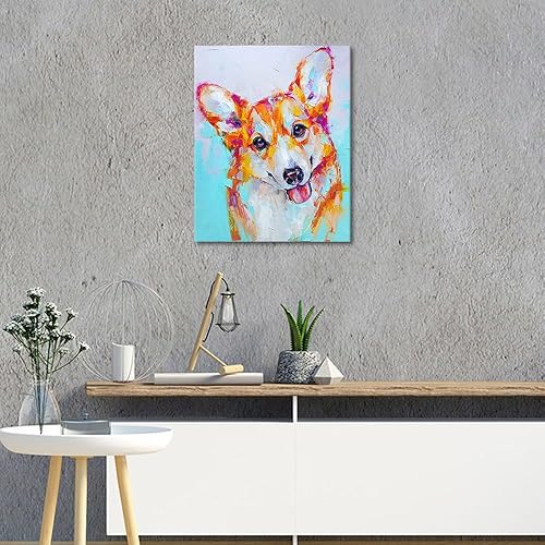 Miniatura 2 de TISHIRON Pintura por números para adultos, retrato de perro, pintura al óleo, pintura por números para principiantes, kit de pintura Corgi por