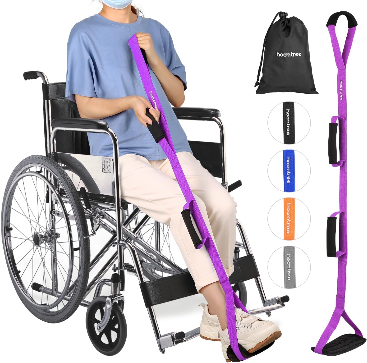 39'' Long Leg Lifter Strap with Padded Handgrips and Feet Loop,Rigid Leg Lifter Hip&Knee Replacement Surgery Recovery Kit,Mobility Aids Foot Lifter Easily Get in and Out of Bed,Car,Wheelchair