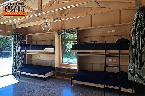 Miniatura 10 de Murphy - Kit de herrajes para cama de tamaño individual, cama plegable de pared para habitación de invitados, fácil de construir, fabricado en