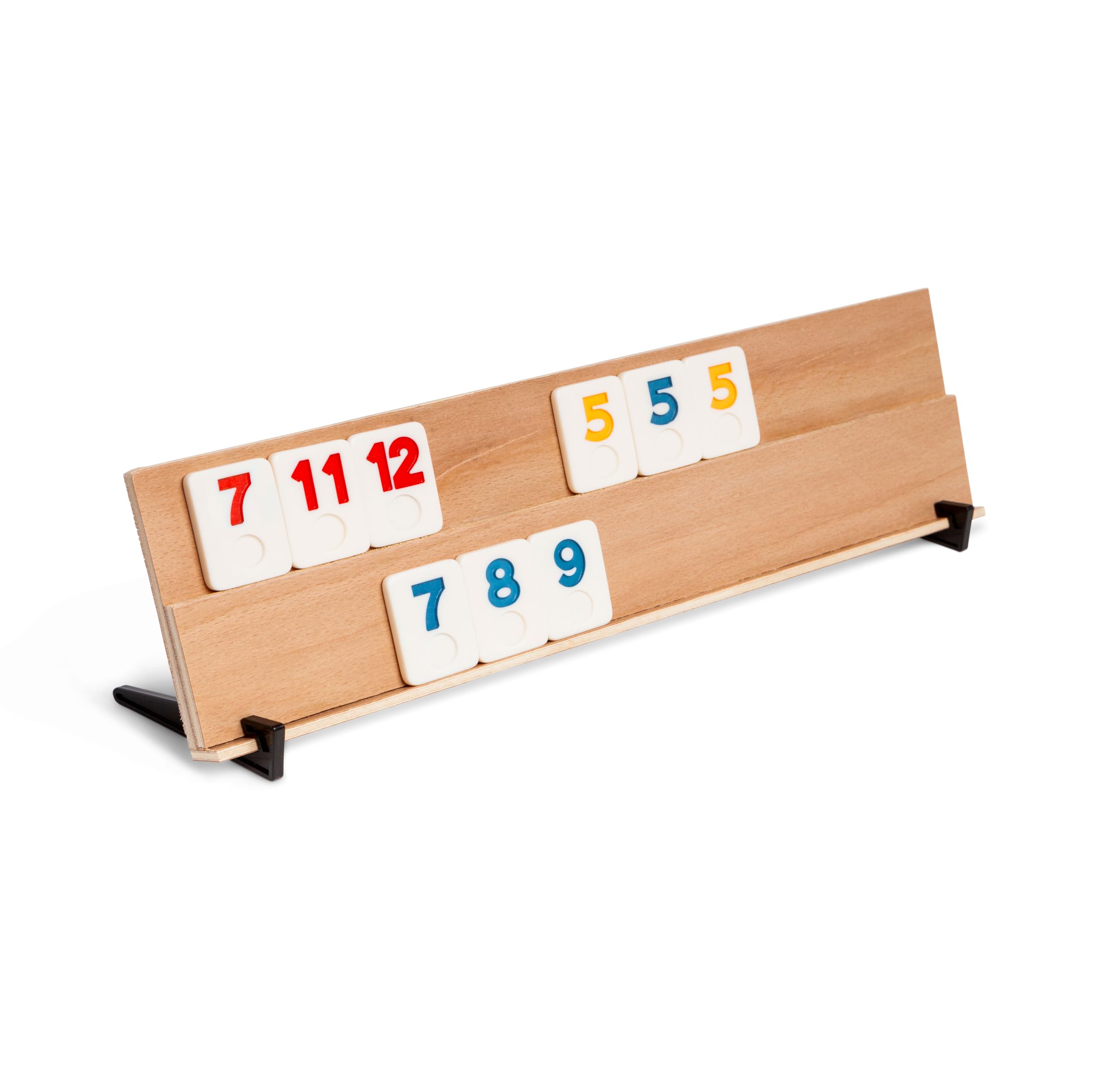 Rummy Holz gra – wysokiej jakości gra planszowa z litego drewna bukowego ze 106 wytrzymałymi płytkami