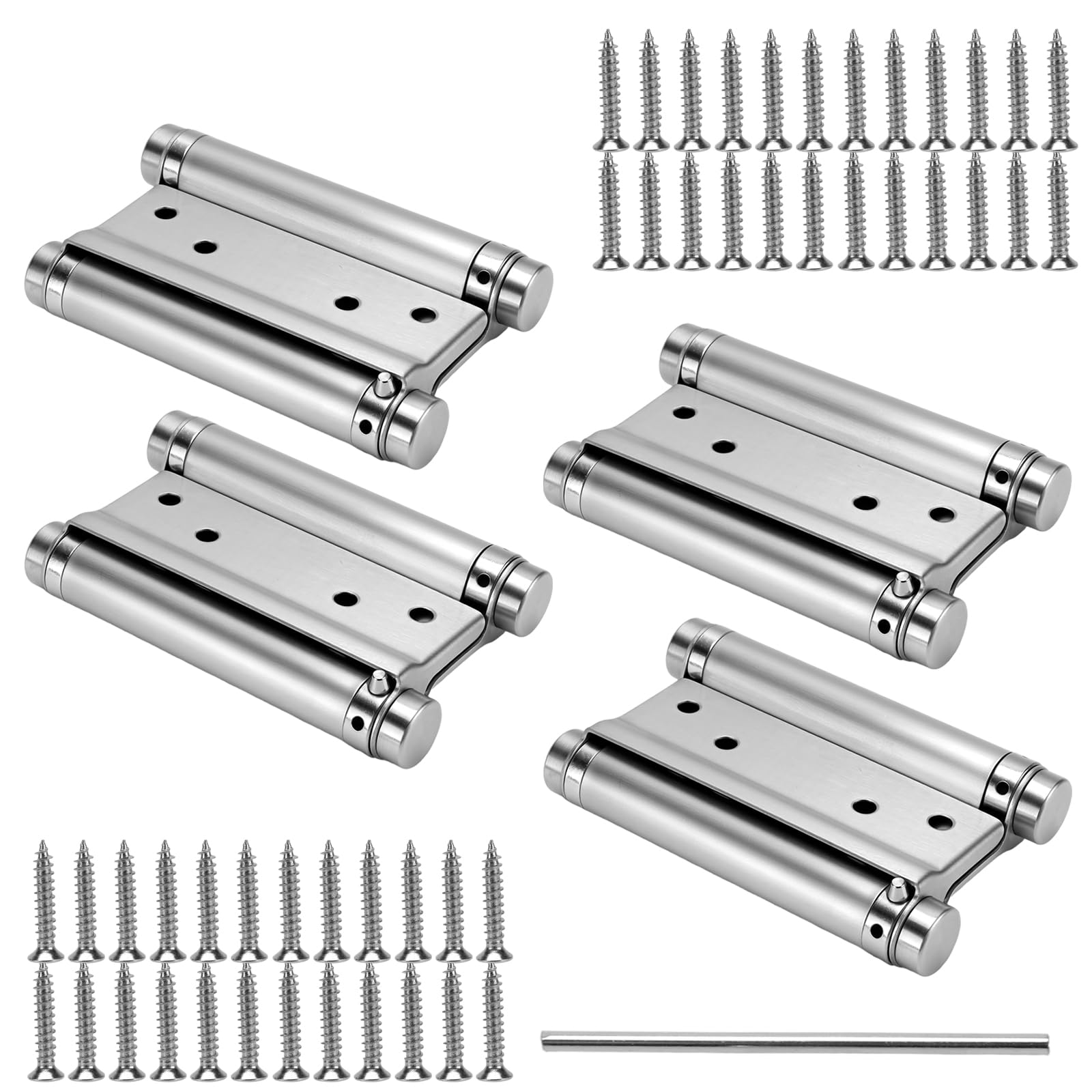 Lot de 2 paires de charnières de porte battante, en acier inoxydable, 100 mm, pour portes battantes, double charnière, pour portes en bois et portails de jardin, capacité de charge de 13 kg