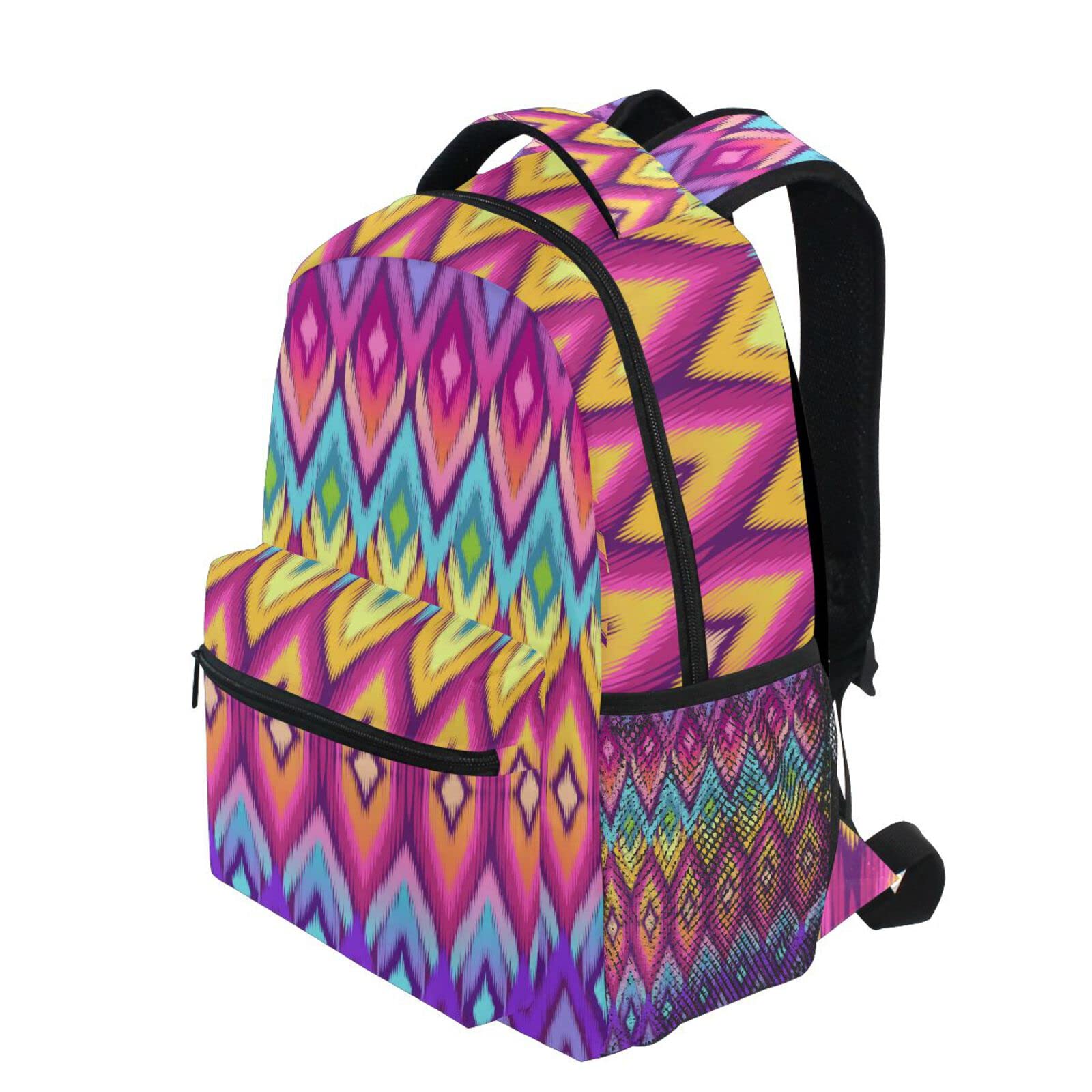 Aztec Geometrischer Regenbogen Schulrucksack für Mädchen Jungen Kinder Schultaschen Rucksack Niedliche Büchertaschen Tagesrucksack Leichte Reise Laptop Tasche Kleinkind Umhängetasche, mehrfarbig, Größe L
